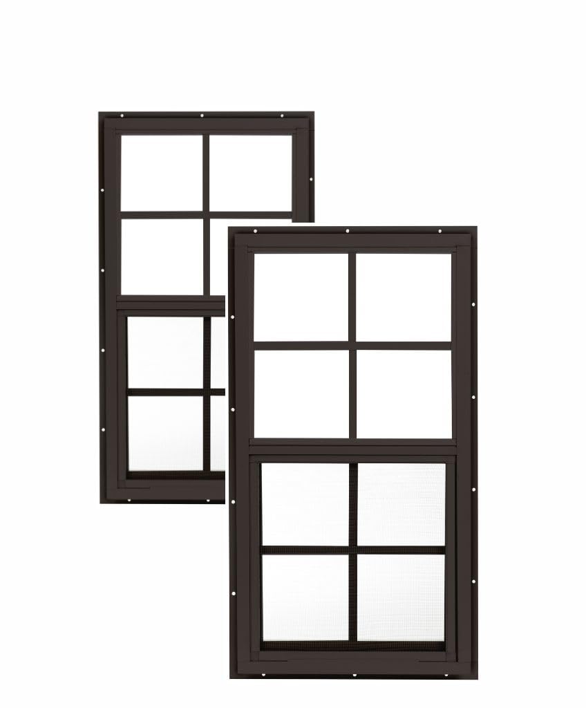 Apple Outdoor Supply 14x27 Shed Windows, Flush Mount Sliding Windows with Tempered Glass & Screens, 2-Pack