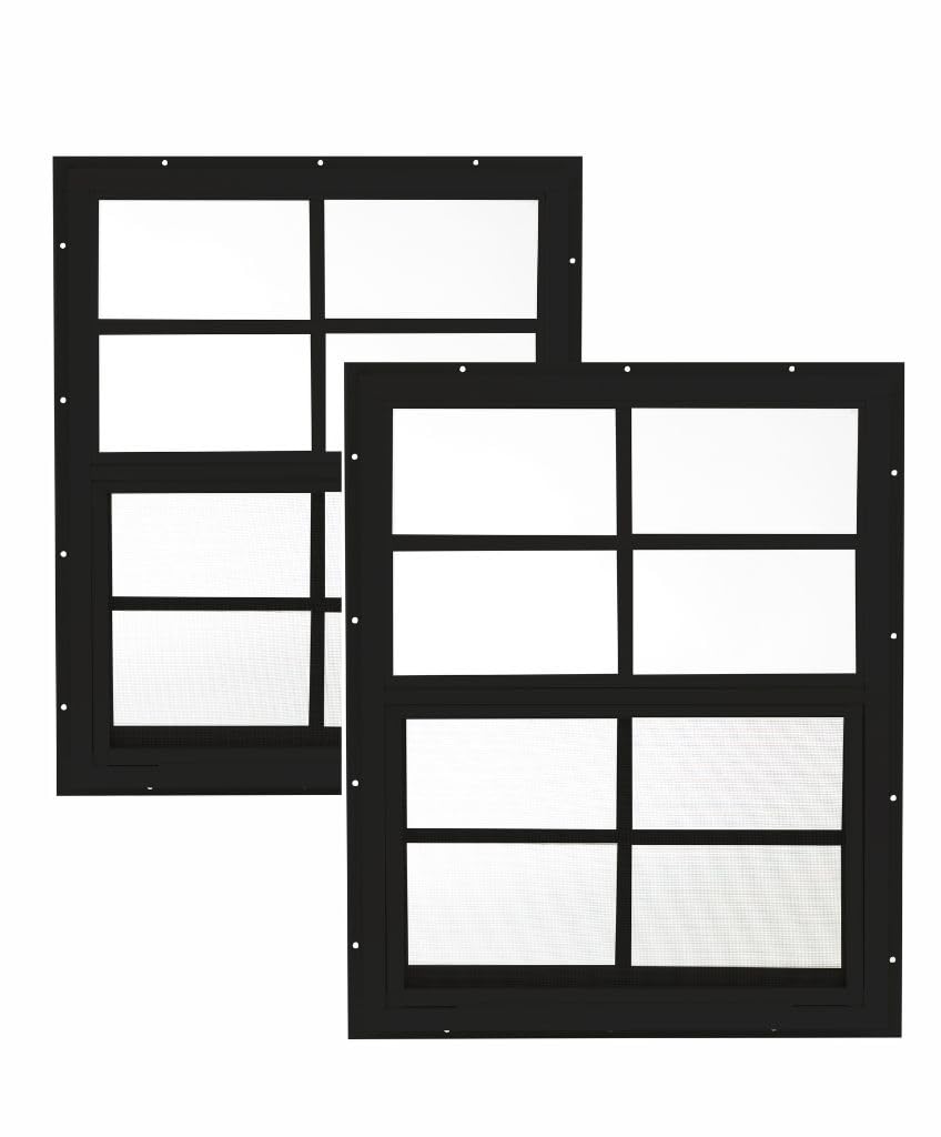 Apple Outdoor Supply 18x23 Shed Windows, J-Lap Sliding Windows with Tempered Glass & Screens, 2-Pack