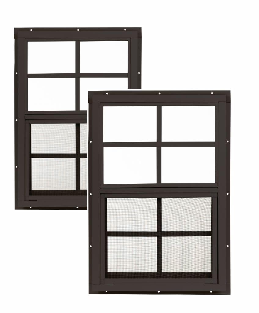 Apple Outdoor Supply 14x21 Shed Windows, Flush Mount Sliding Windows with Tempered Glass & Screens, 2-Pack