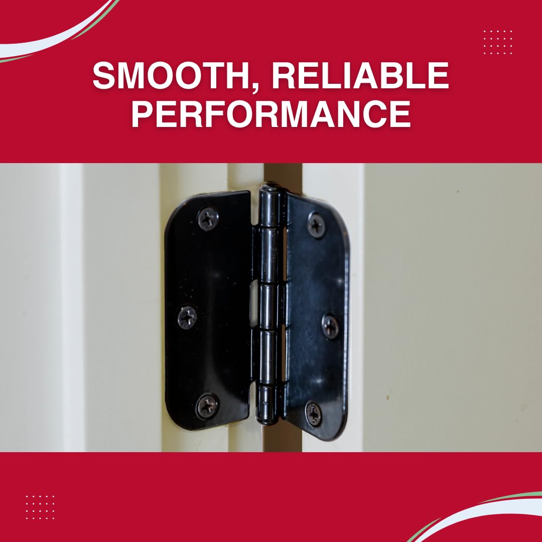 3-1/2" x 3-1/2" Rounded Butt Hinges, 18-Pack