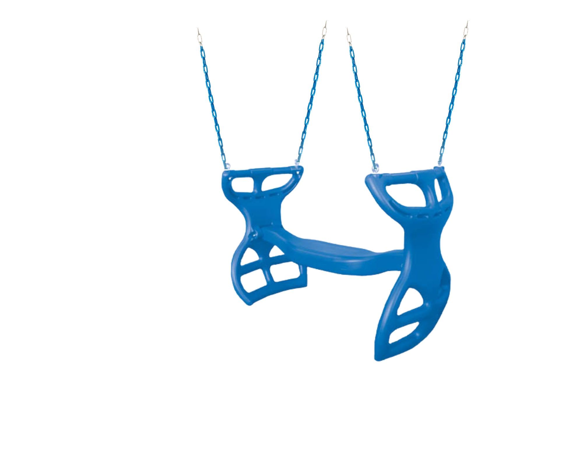 Multi-Child Double Glider Swing Kit for Playsets & Outdoor Gyms- Double The Fun! Heavy Duty Dual-Ride Tandem Swing, Protective Chains, Hardware & FREE Eye Bolt Connectors!