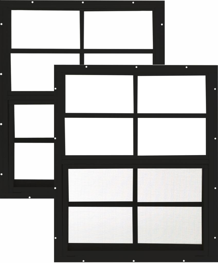 Apple Outdoor Supply 18x23 Shed Windows, Flush Mount Sliding Windows with Tempered Glass & Screens, 2-Pack
