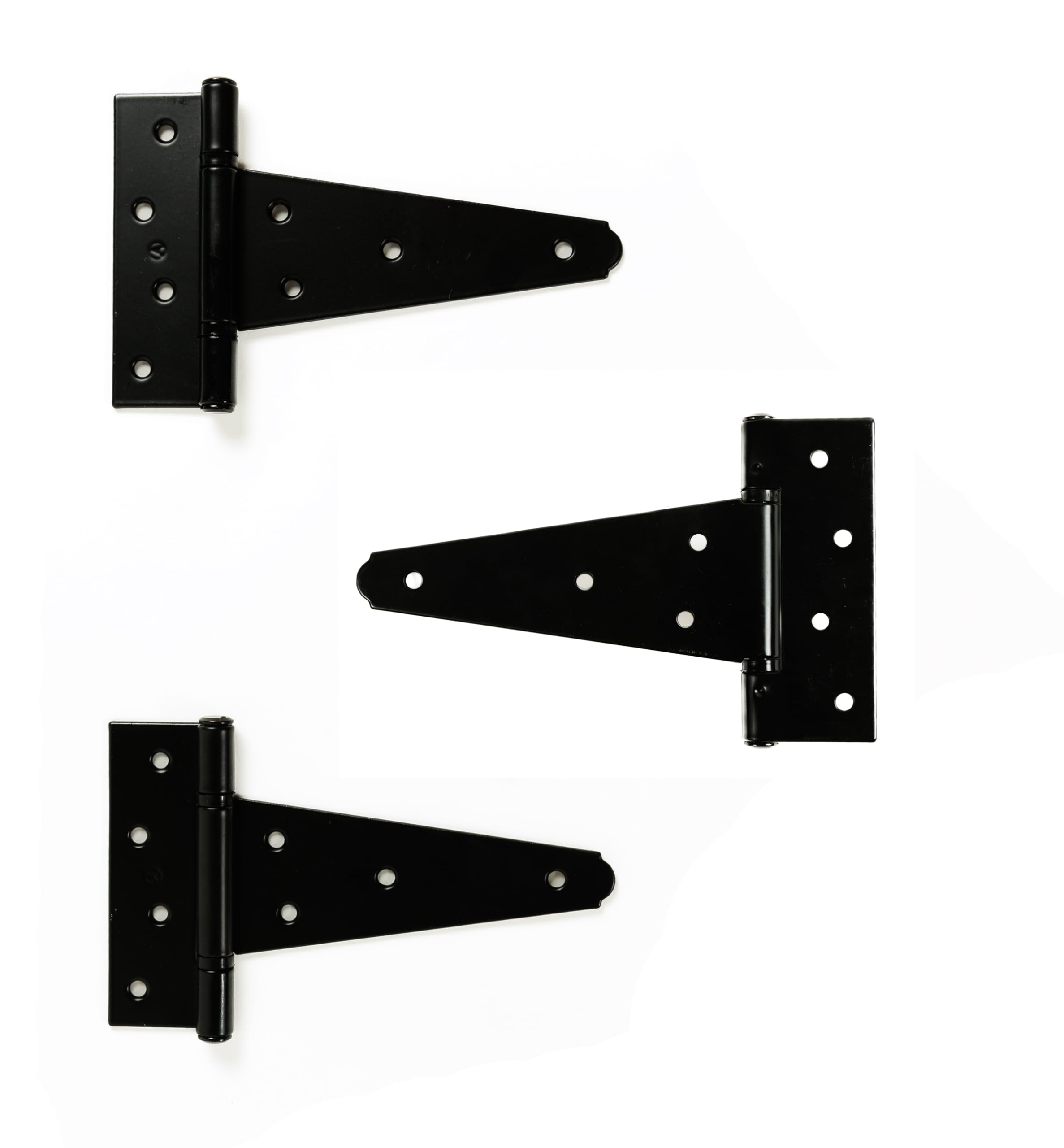 6" Black Heavy Duty T-Hinges, 3-Pack