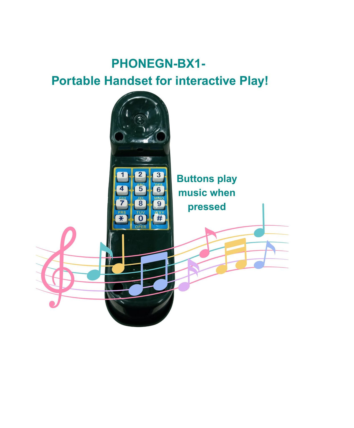Playset Phone with Music | Portable Green Kids Telephone for Outdoor Playsets