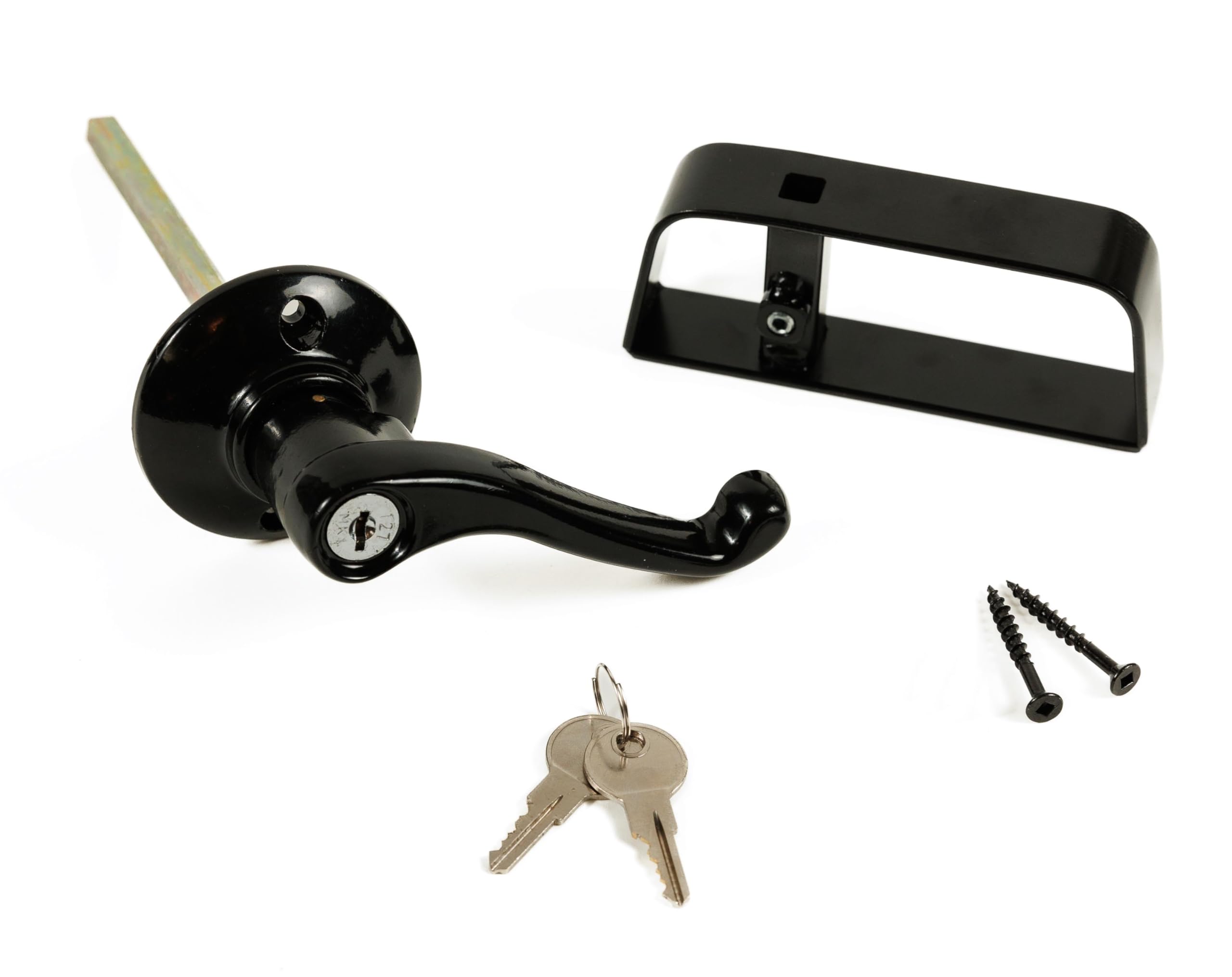 5-1/2" Black L-Handle Shed Door Lock Kit, 1-Pack