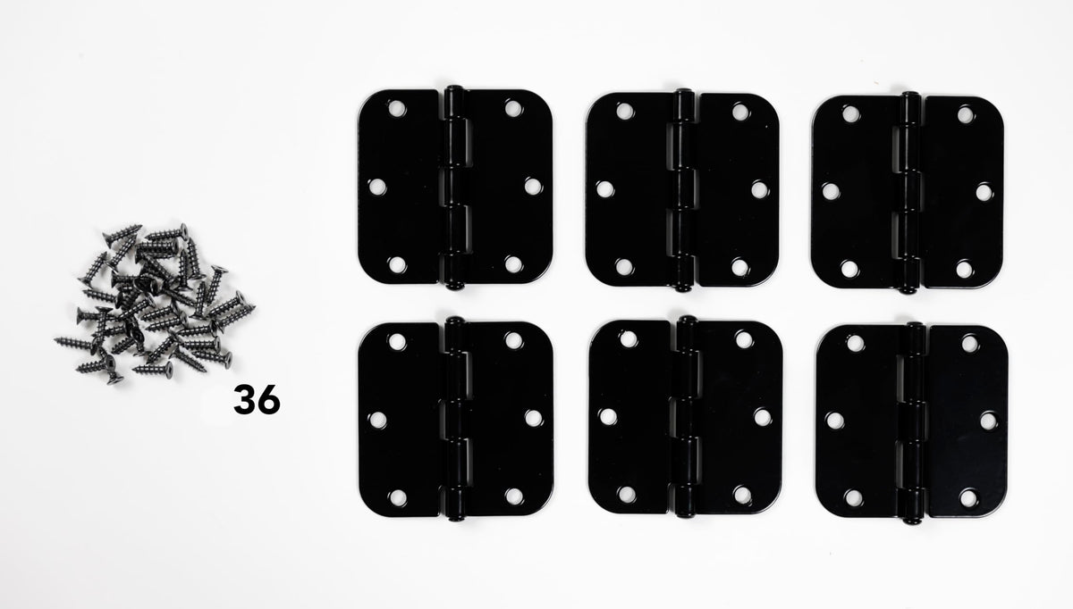 3-1/2" x 3-1/2" Rounded Butt Hinges, 6-Pack