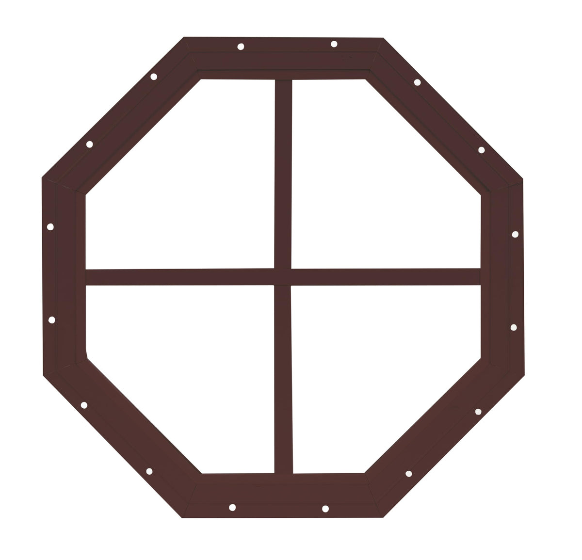 14" Octagon Gable Window, Fixed Flush Mount, Tempered Glass