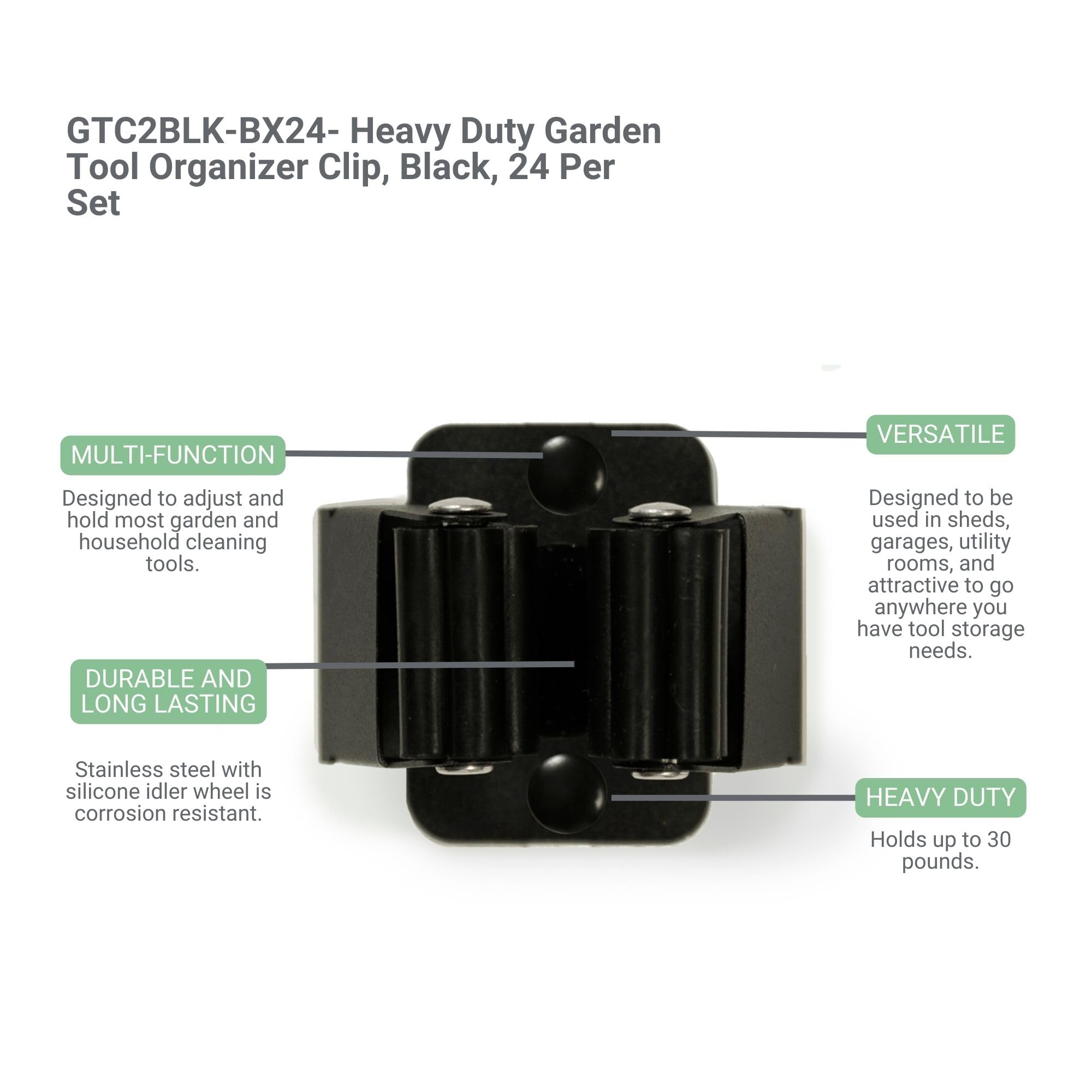 Garden Tool Organizer Clip, 24 Per Set,Heavy Duty for Sheds, Garages, and Utility Rooms