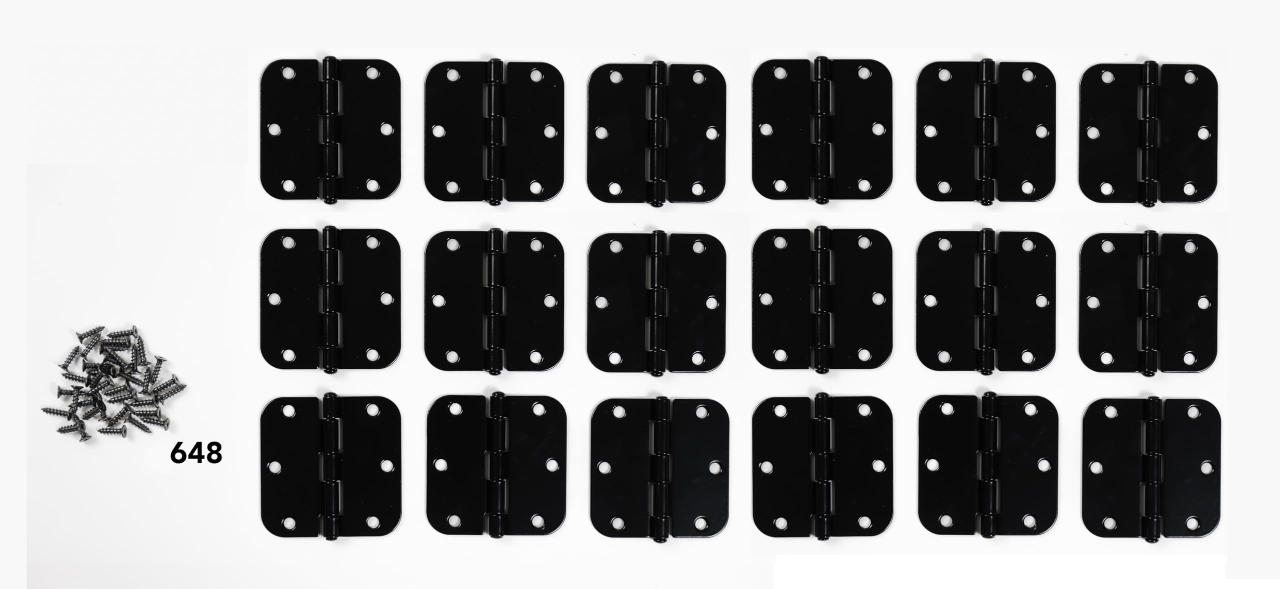 3-1/2" x 3-1/2" Rounded Butt Hinges, 18-Pack