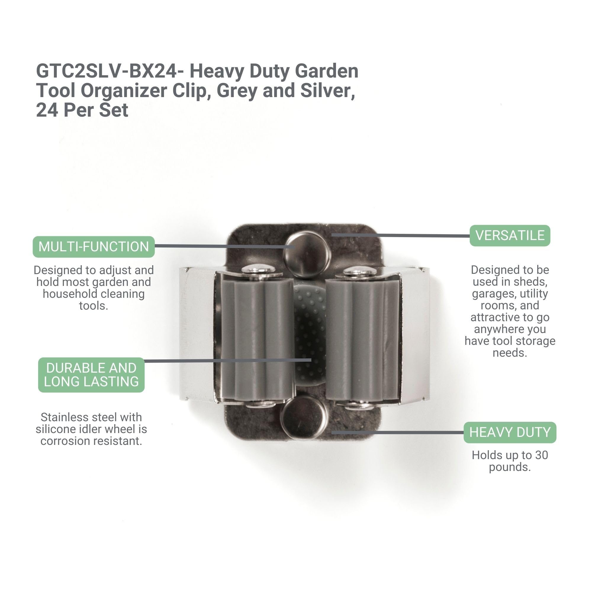 Garden Tool Organizer Clip, 24 Per Set,Heavy Duty for Sheds, Garages, and Utility Rooms