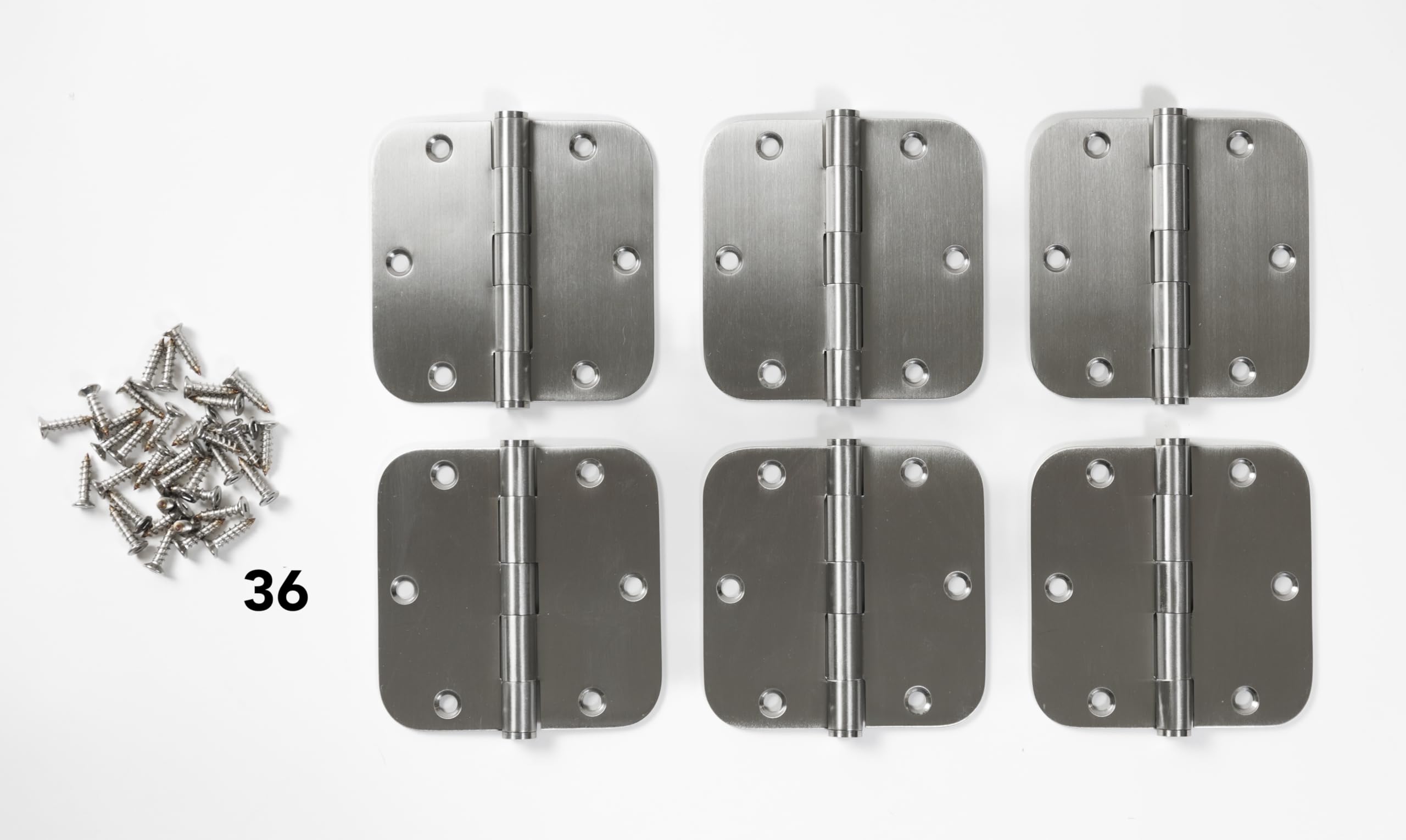 4" x 4" Stainless Steel Rounded Butt Hinges, 6-Pack