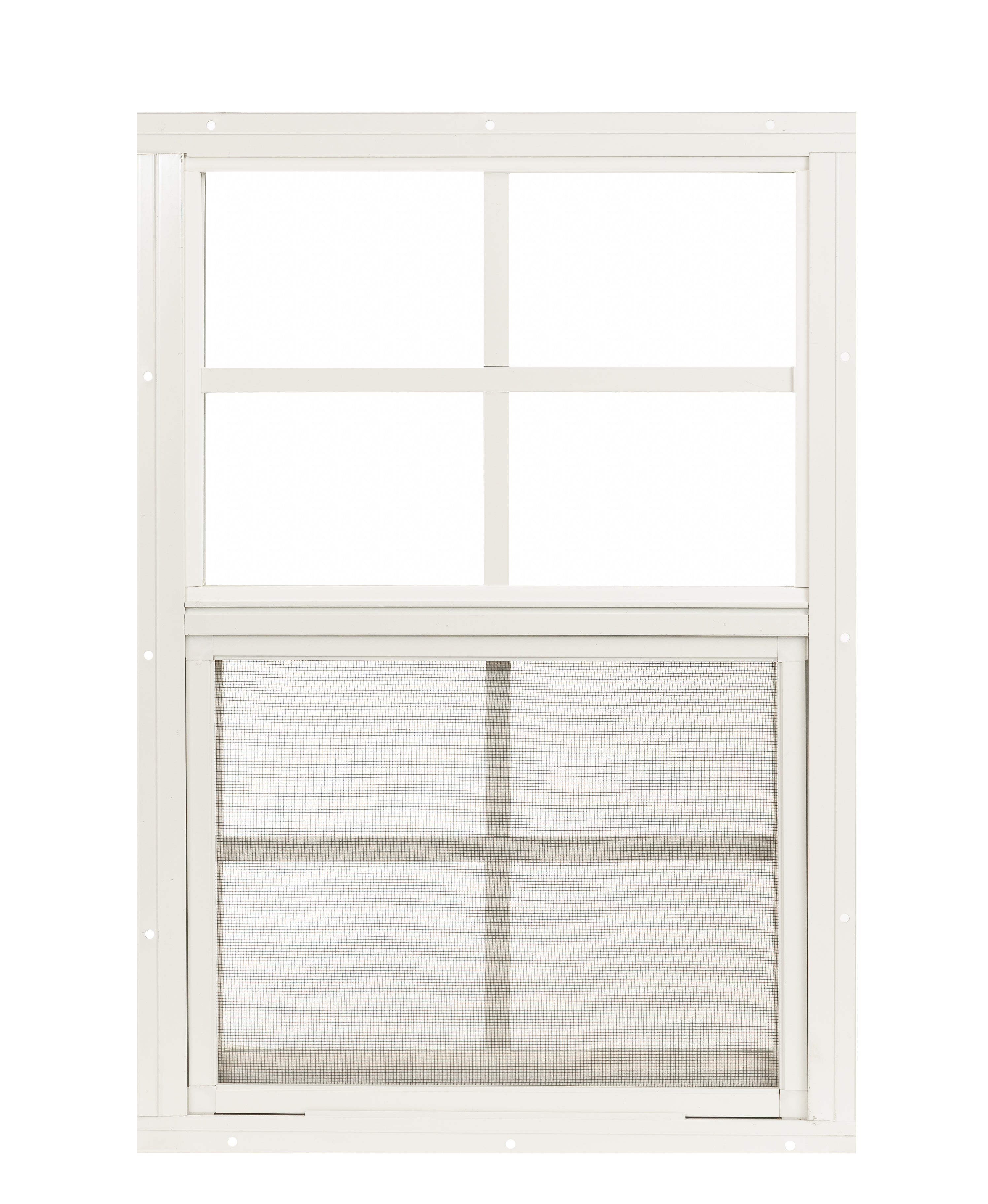 14" W x 21" H Single Hung Flush Mount White Window with Grids for Sheds, Playhouses, and MORE