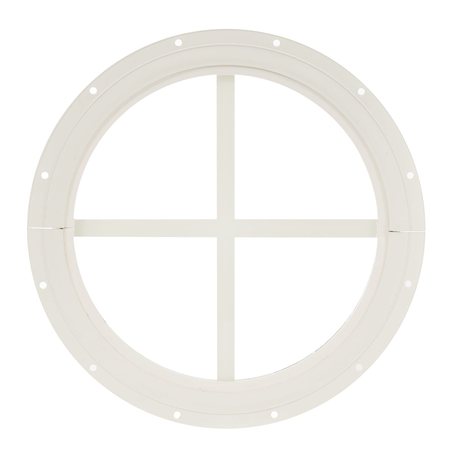 10" Round Gable Flush Mount White Shed Window  with Grids for Sheds, Playhouses, and MORE