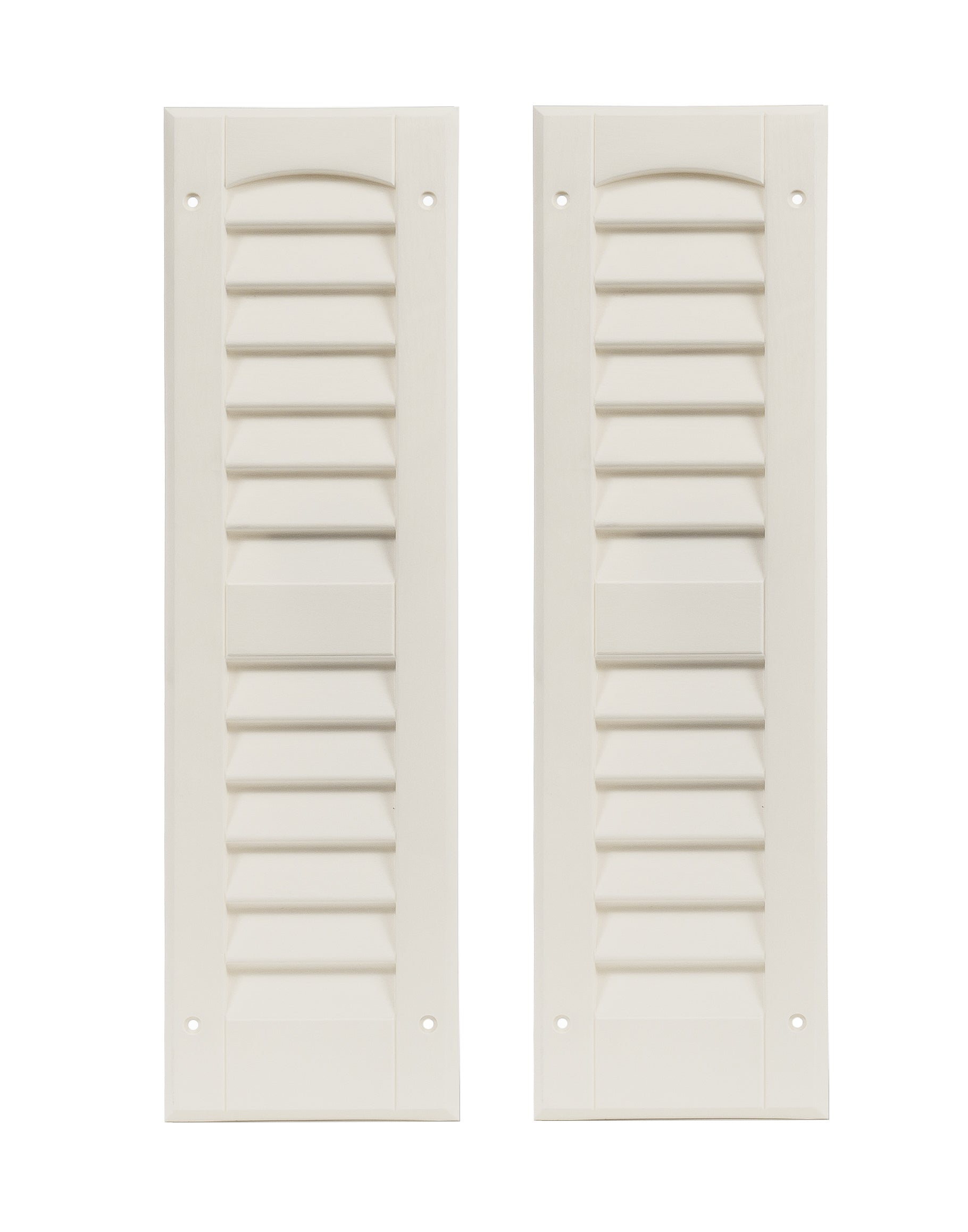 Pair of 6" W x 21" H Louvered White Shutters for Sheds, Playhouses, and MORE 