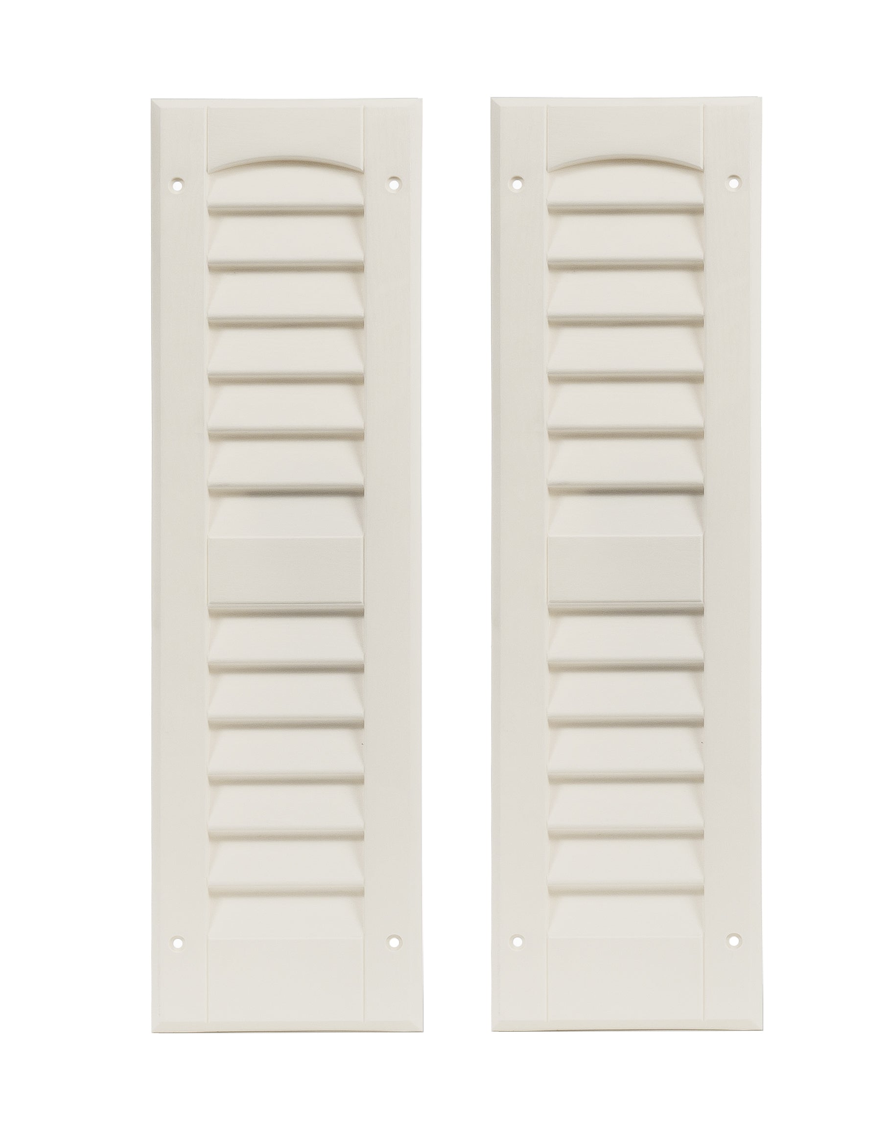 Pair of 6" W x 21" H Louvered White Shutters for Sheds, Playhouses, and MORE