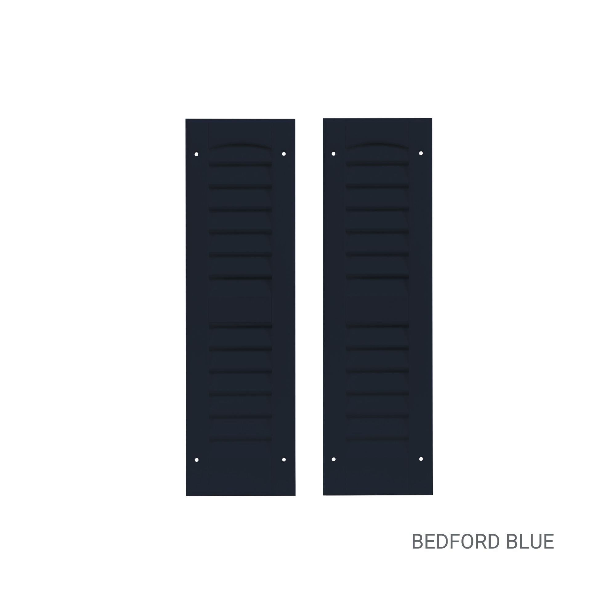 Pair of 6" W x 21" H Louvered Bedford Blue Shutters for Sheds, Playhouses, and MORE