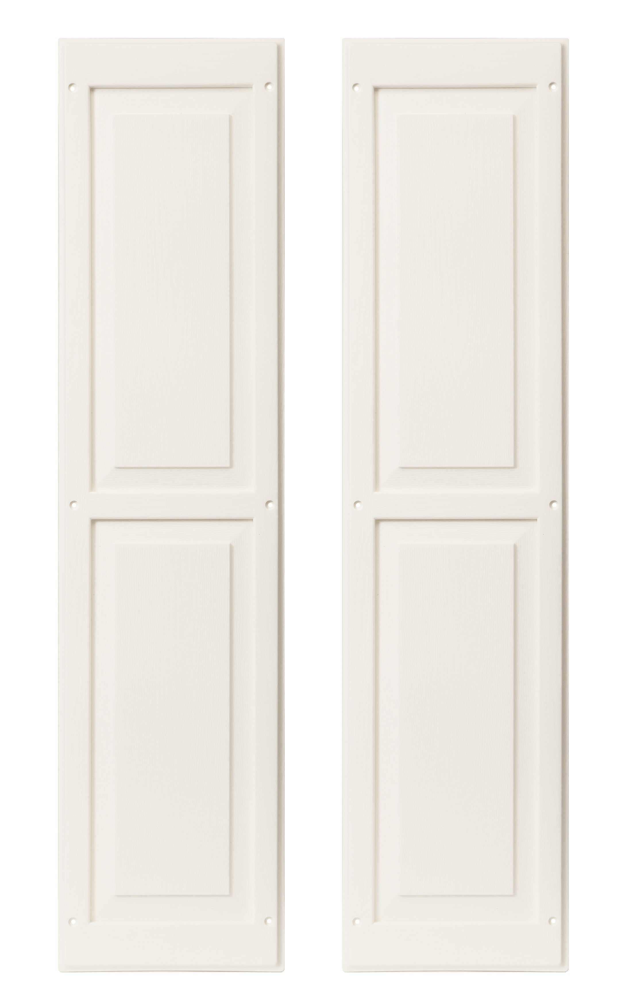 Pair of 9" W x 36" H Raised Panel White Shutters for Sheds, Playhouses, and MORE
