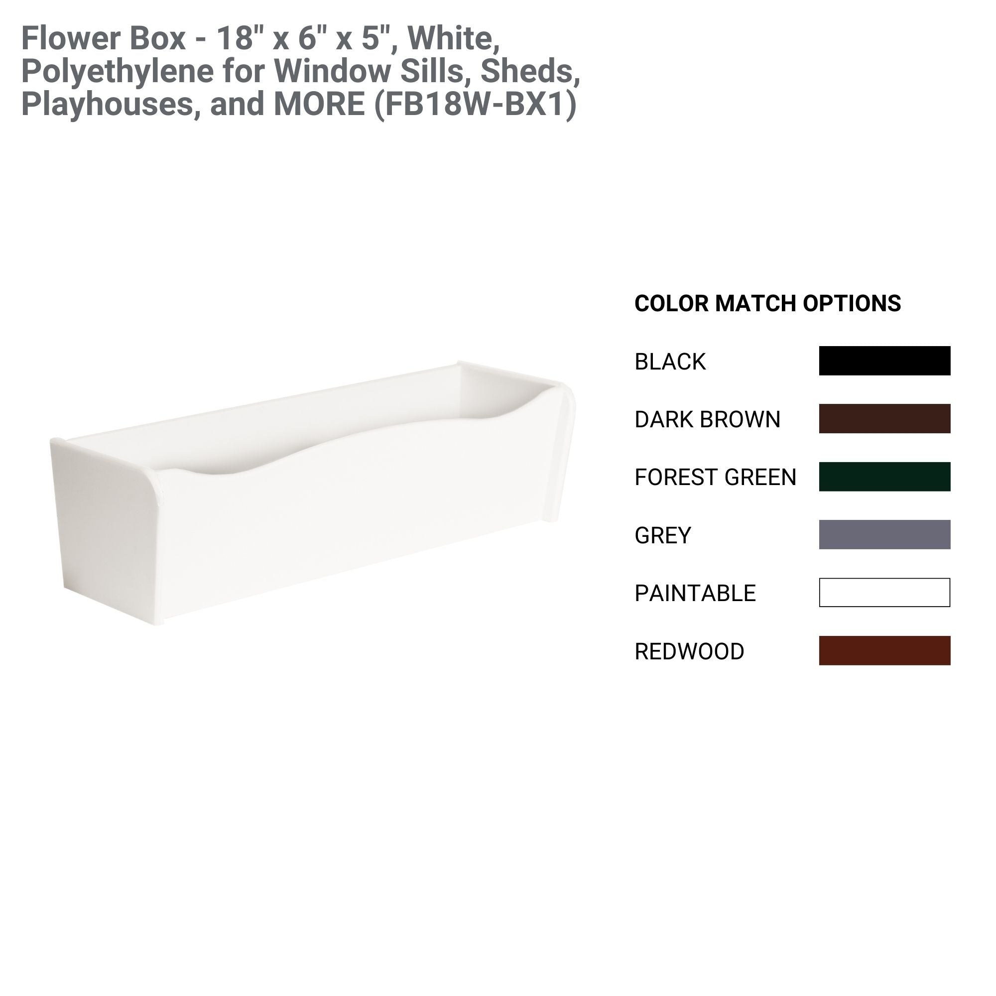 18” Flower Box – Weather-Resistant for Sheds and Playhouses