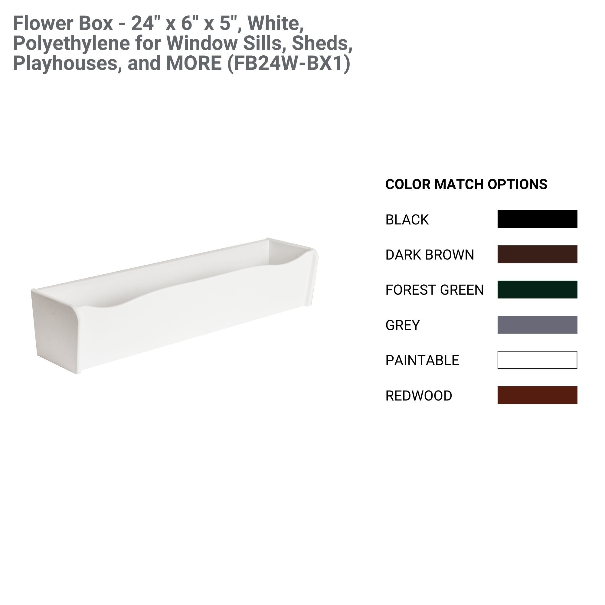 24” Flower Box – Weather-Resistant for Sheds and Playhouses