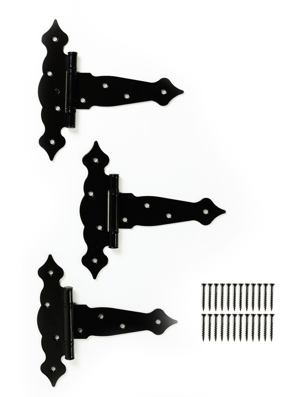 5" Decorative T-Hinge Kit, Black, 3 PCS Components