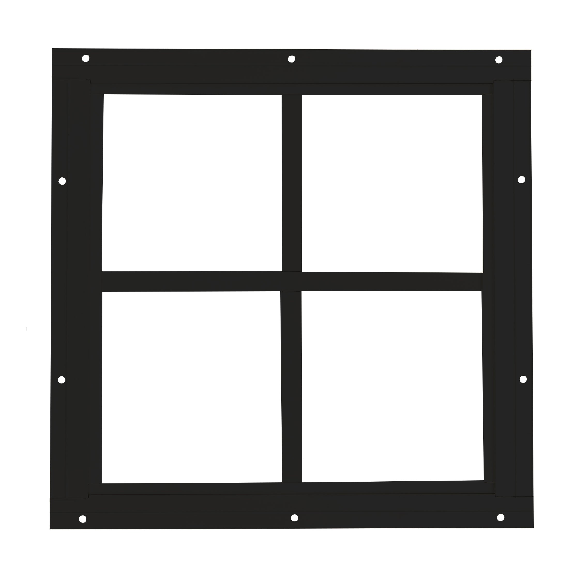 12" W x 12" H Square Gable Flush Mount Window with 4 Grids for Sheds, Playhouses, and MORE BLACK