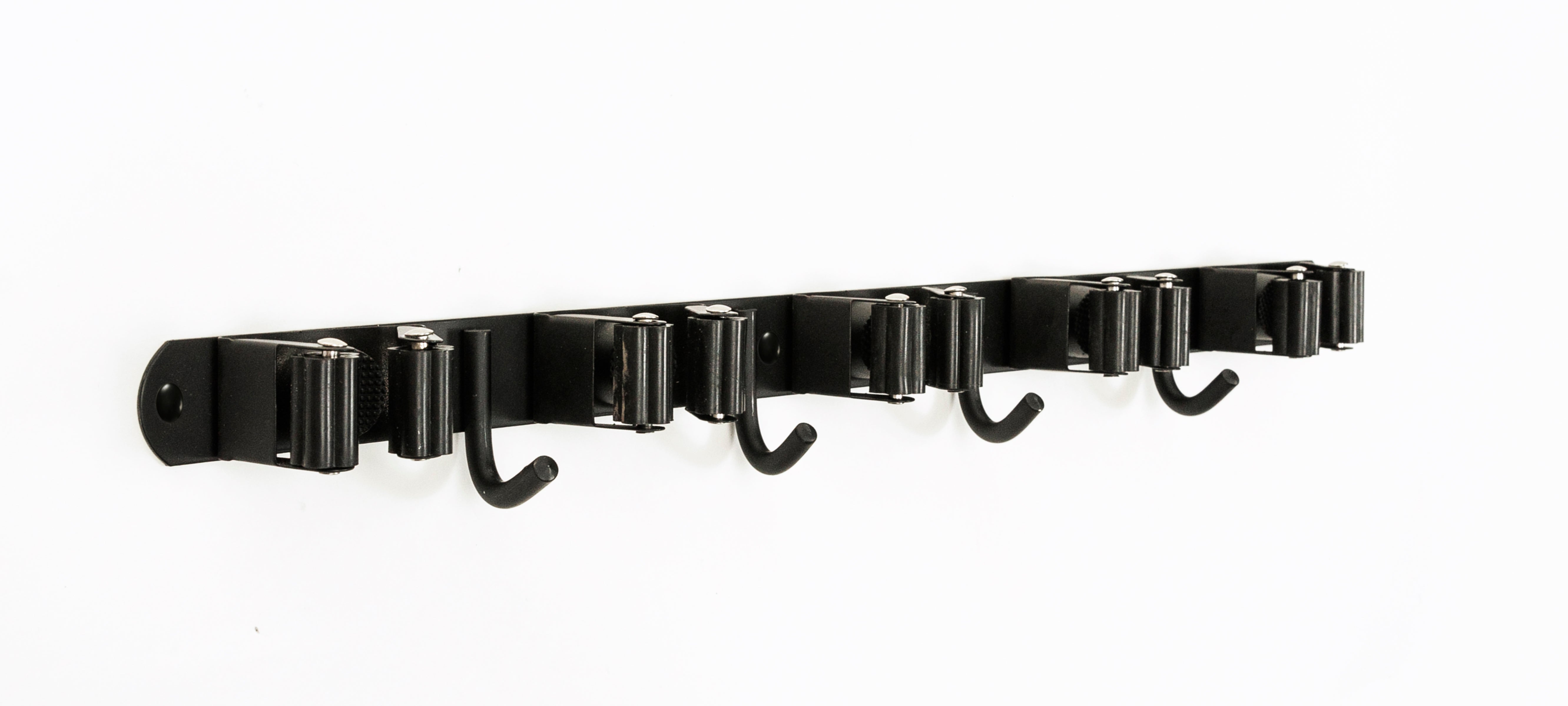 Heavy Duty Garden Tool Organizer Wall Mount with 5 Holders & 4 Hooks, Silver or Black