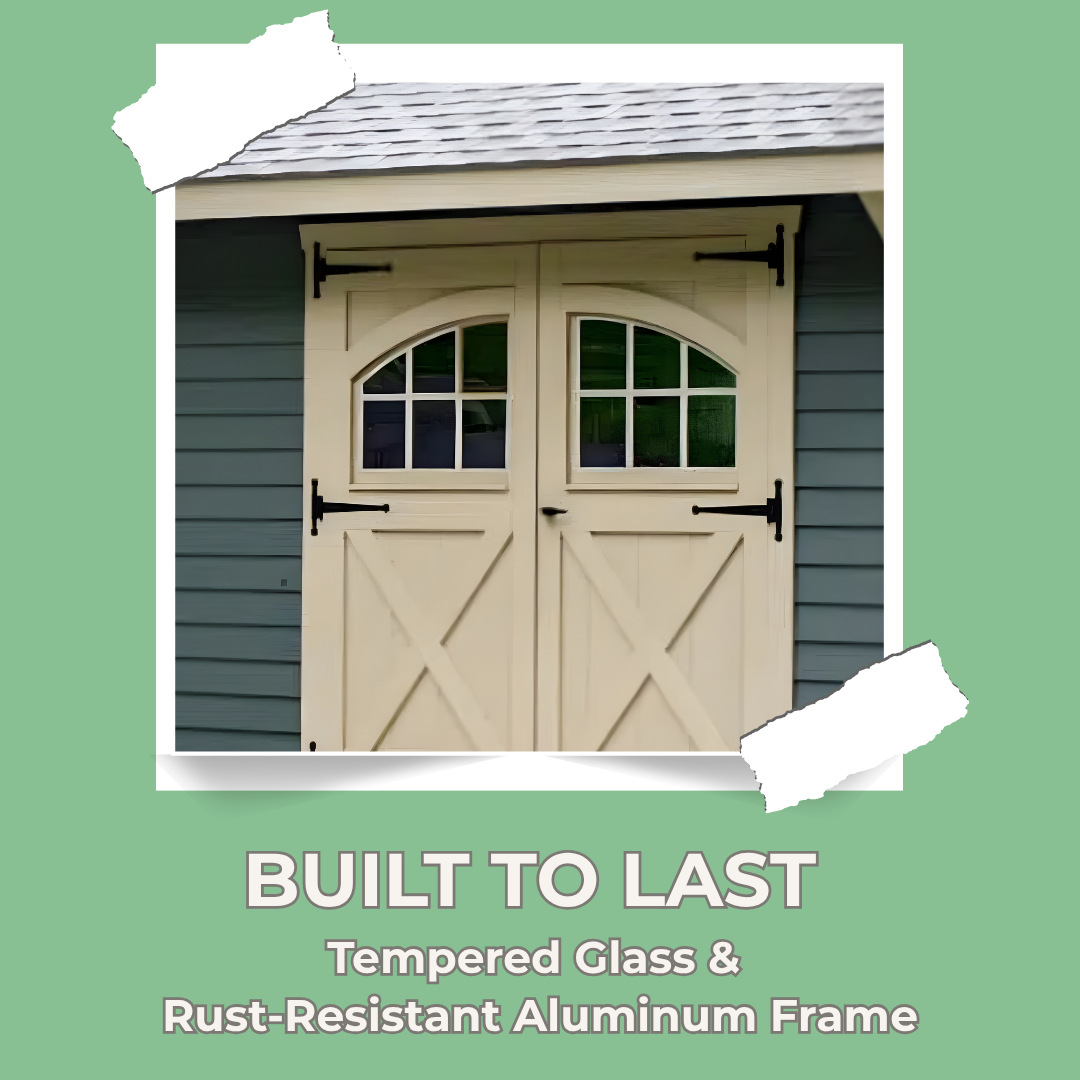 Quarter Arch Shed Windows – 23" x 15" Aluminum Frame (Left & Right Pair)