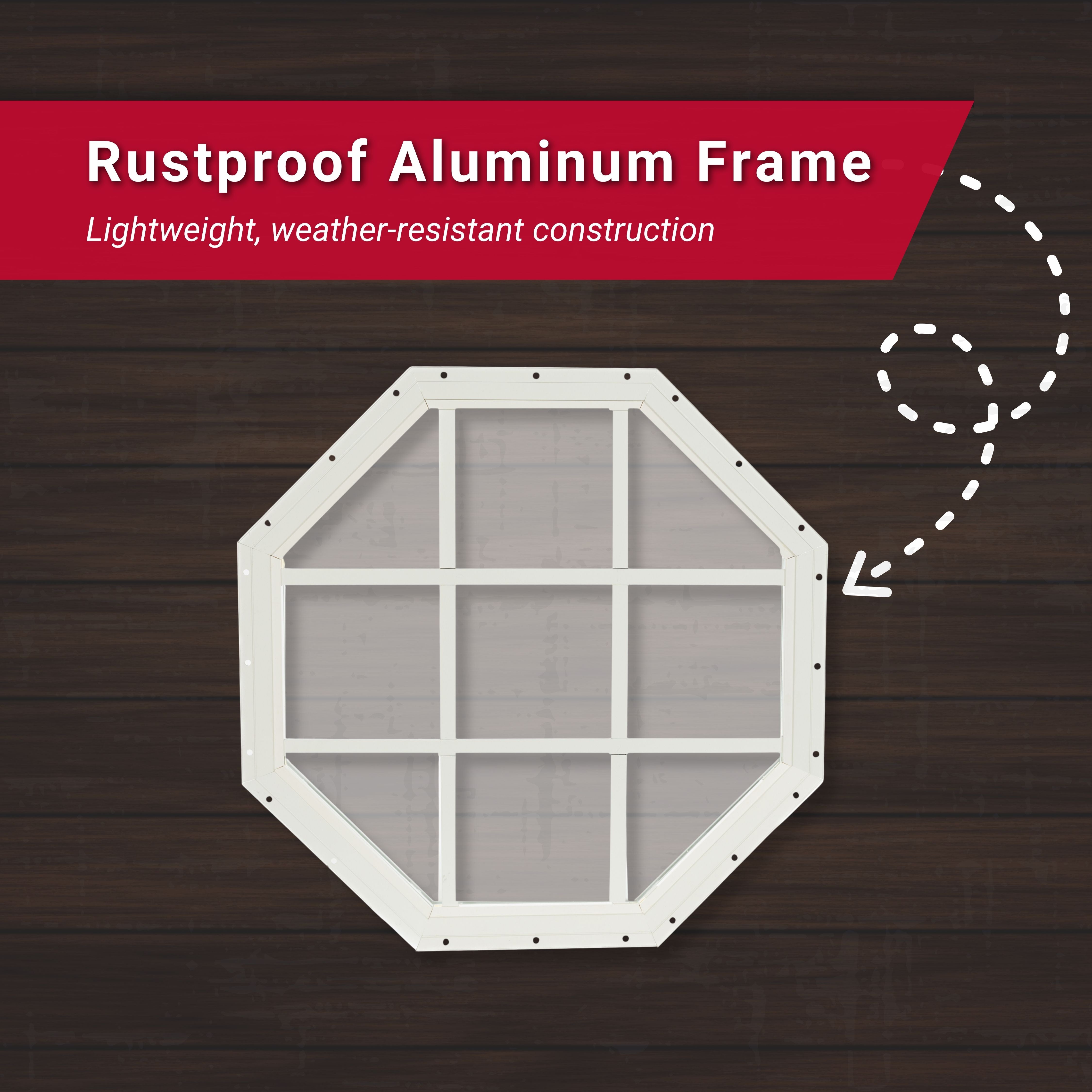 18" Octagon Gable Flush Mount Shed Window