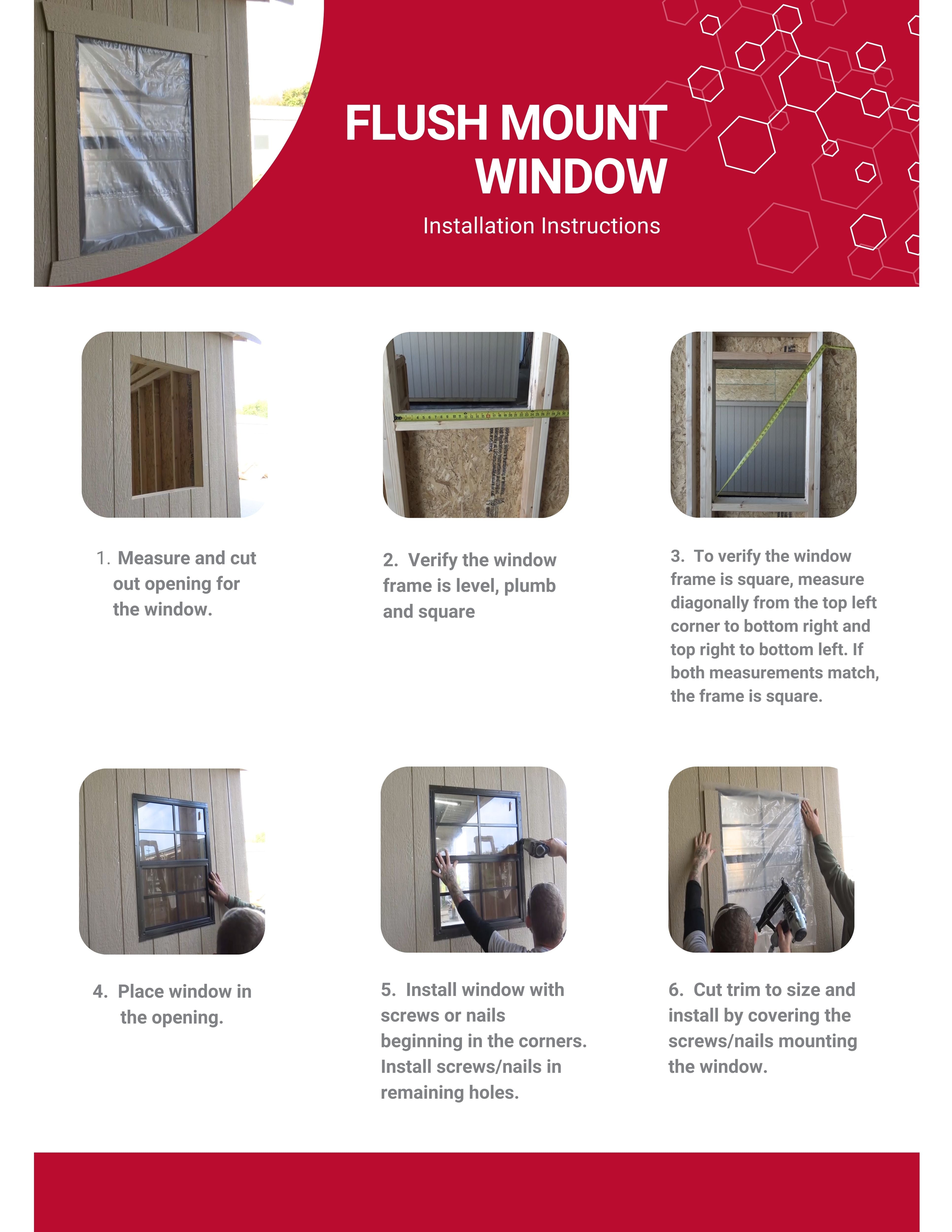 24" x 27" 2-Pack Sliding Shed Windows– Flush Mount, Tempered Glass, Screened Aluminum Frame