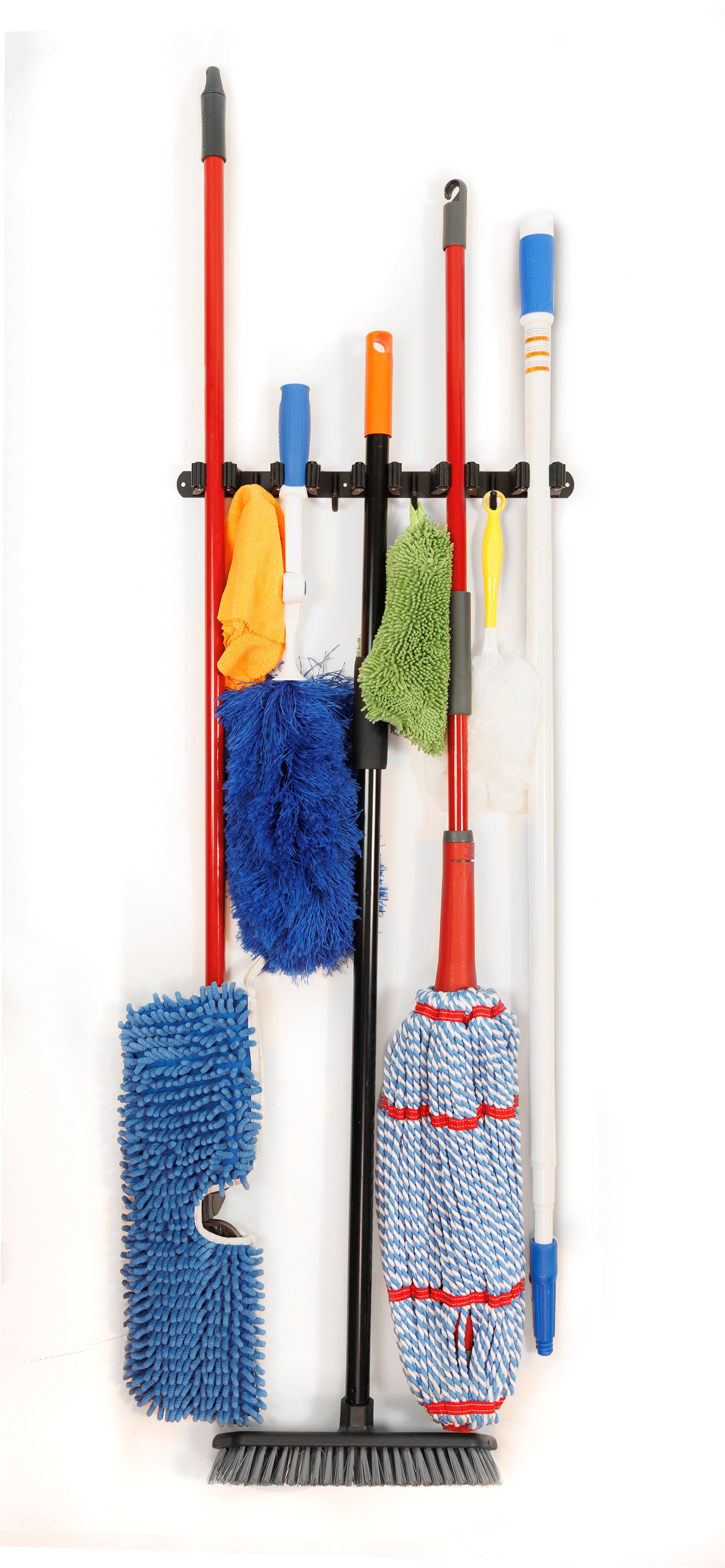 Heavy Duty Garden Tool Organizer Wall Mount with 5 Holders & 4 Hooks, Silver or Black