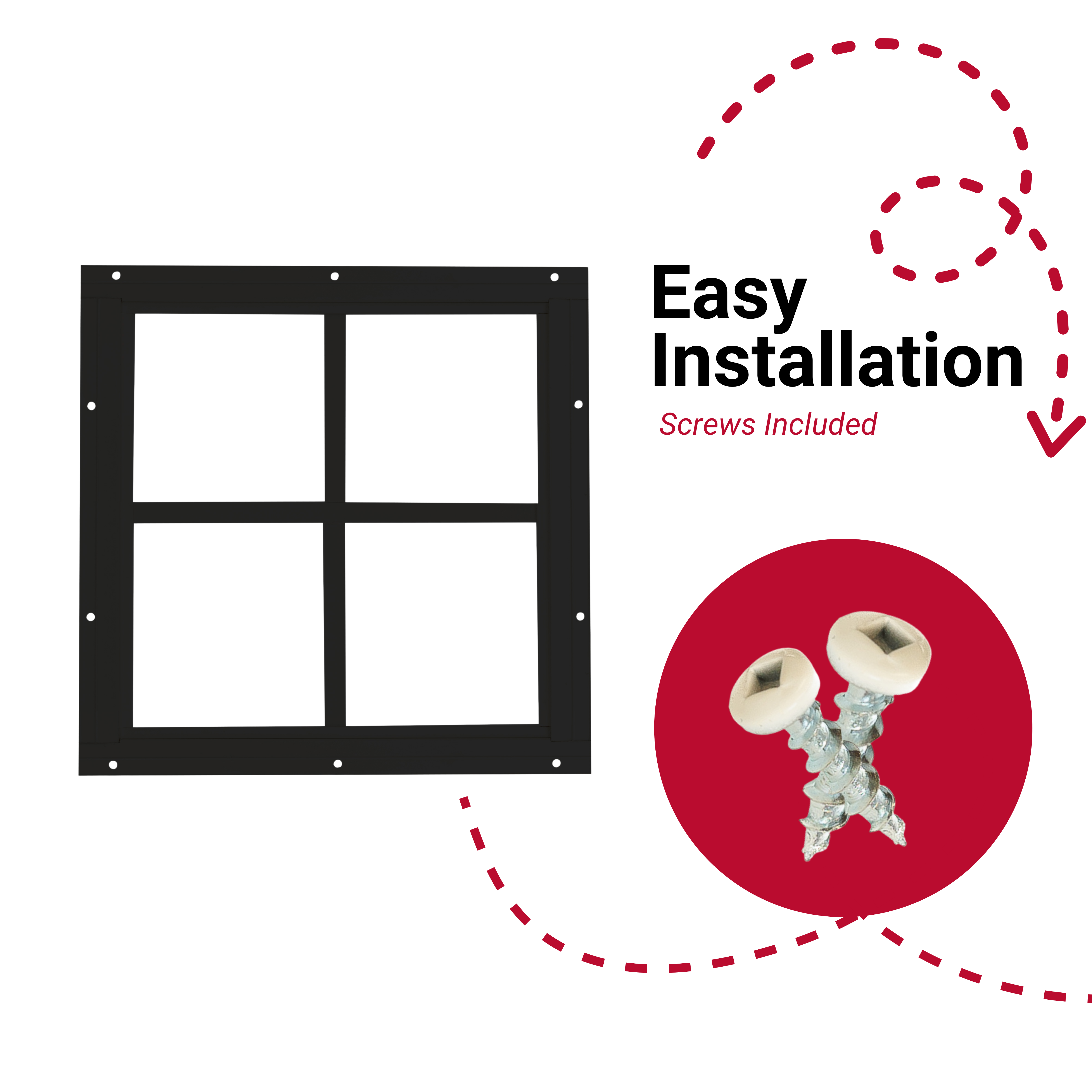 12"x12" Square Gable Flush Mount Shed Window – 1-Pack