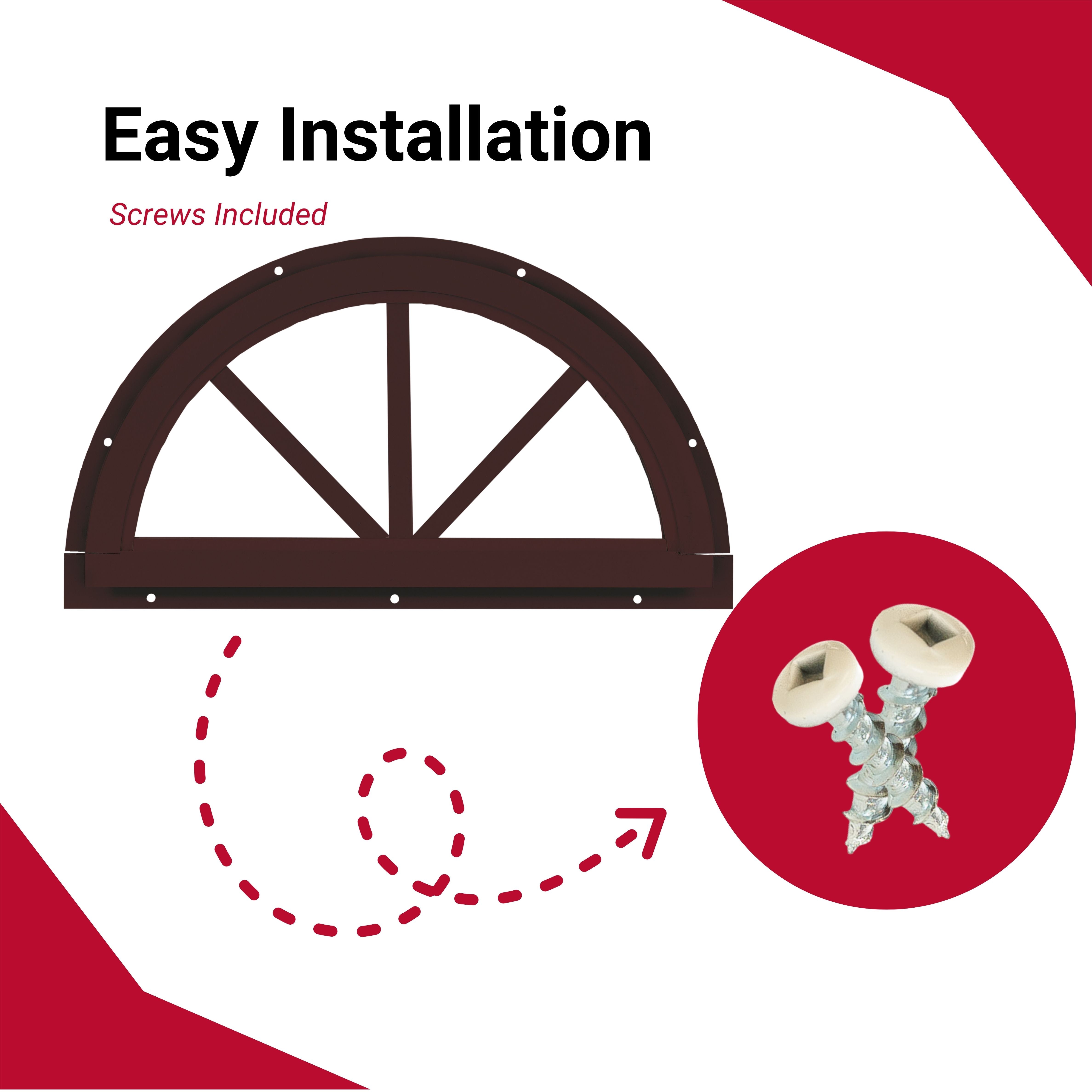 18.25" Half Moon Sunburst J-Lap Shed Window