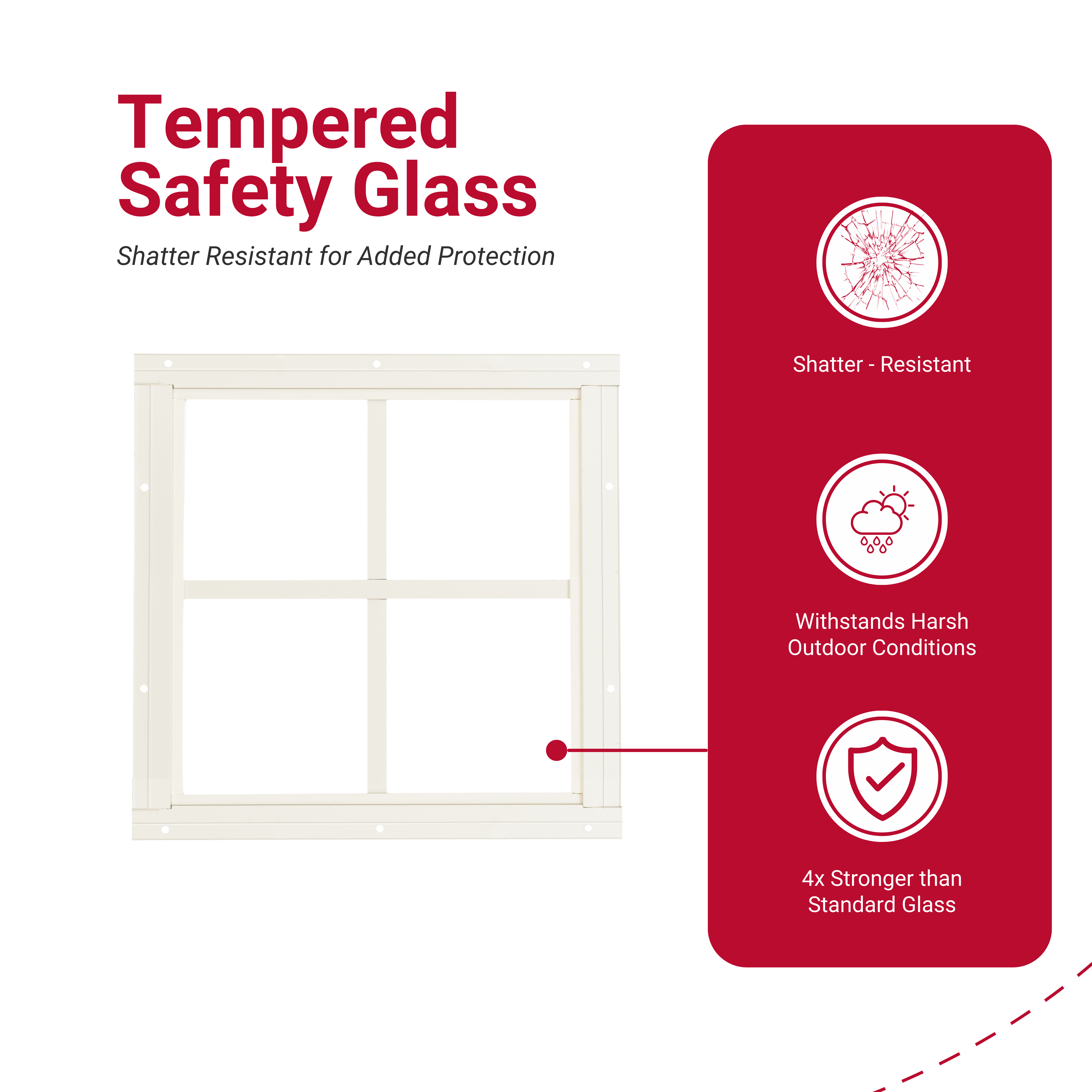 12" SQUARE Shed Window, PVC-Plastic