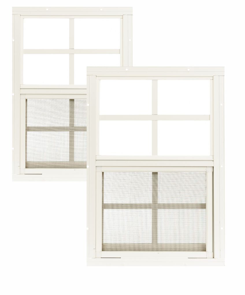 12" W x 18" H Single Hung Flush Mount White Window for Sheds, Playhouses, and MORE 2 pack