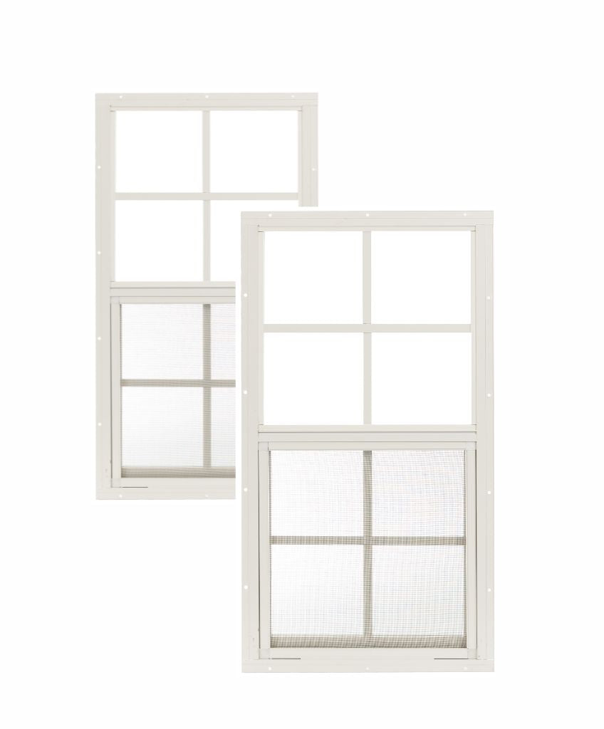 14" W x 27" H Single Hung Flush Mount White Window for Sheds, Playhouses, and MORE