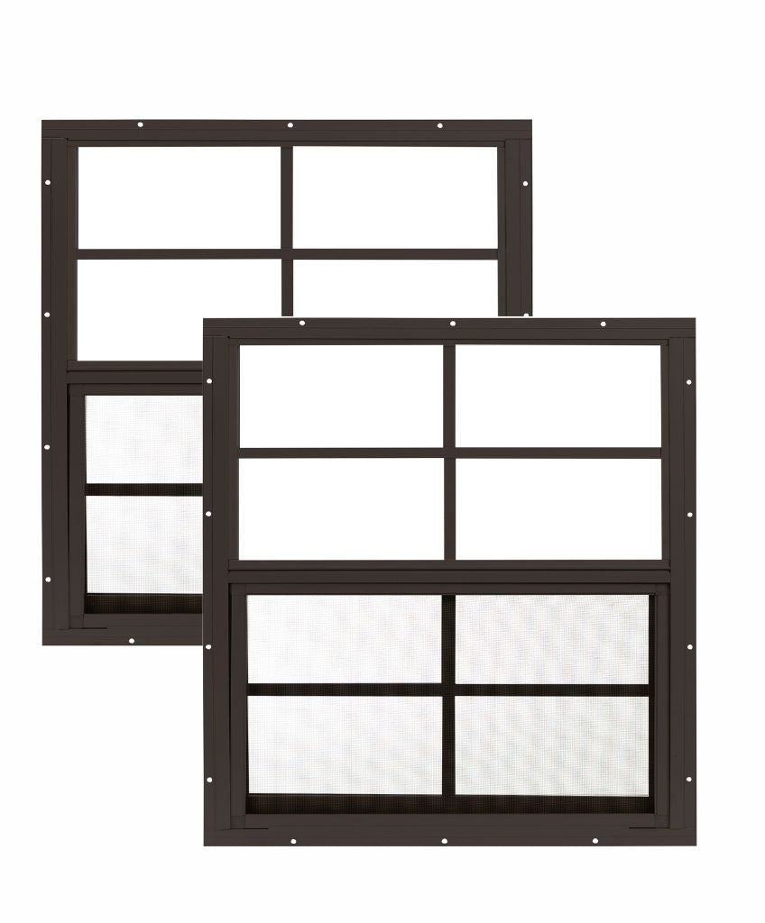 24" W x 27" H Single Hung Flush Mount Shed Window with 4 Grids for Sheds, Playhouses, and MORE