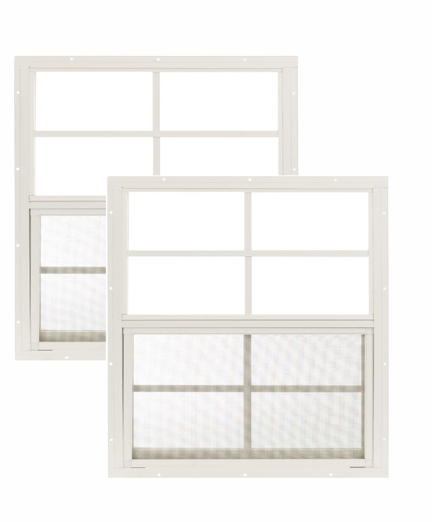 24" W x 27" H Single Hung Flush Mount Shed Window with 4 Grids for Sheds, Playhouses, and MORE