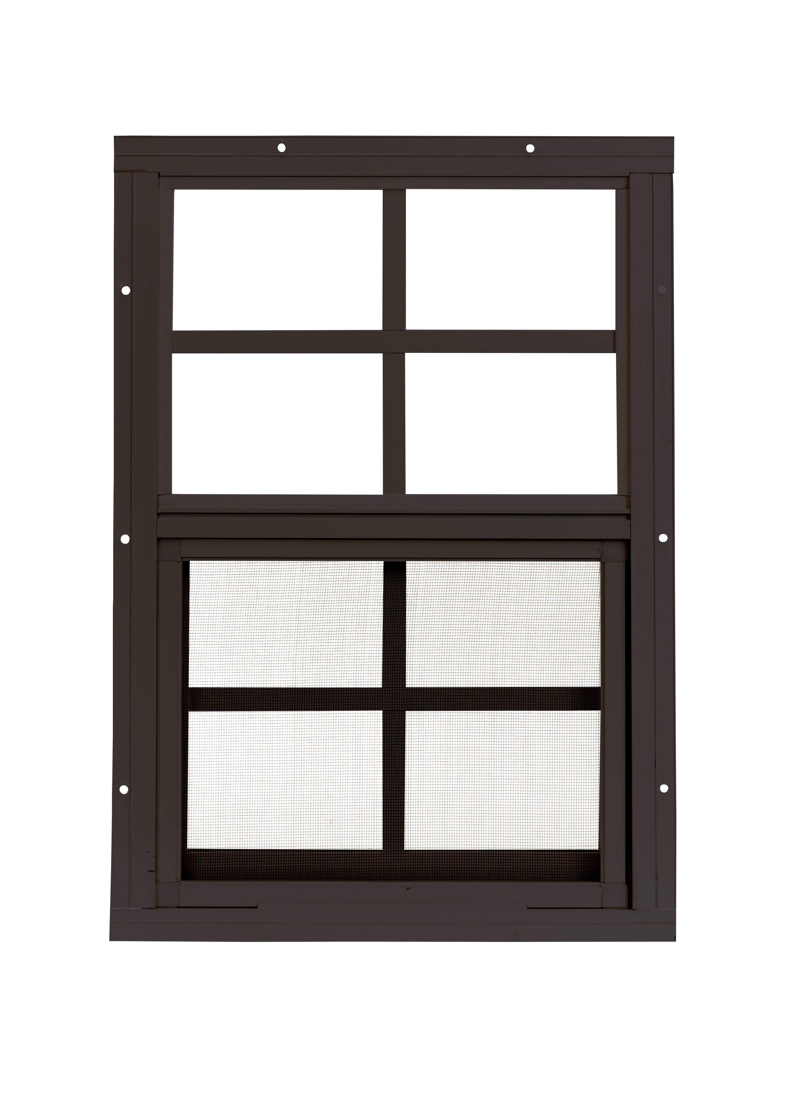 12" W x 18" H Single Hung Flush Mount Brown Window for Sheds, Playhouses, and MORE