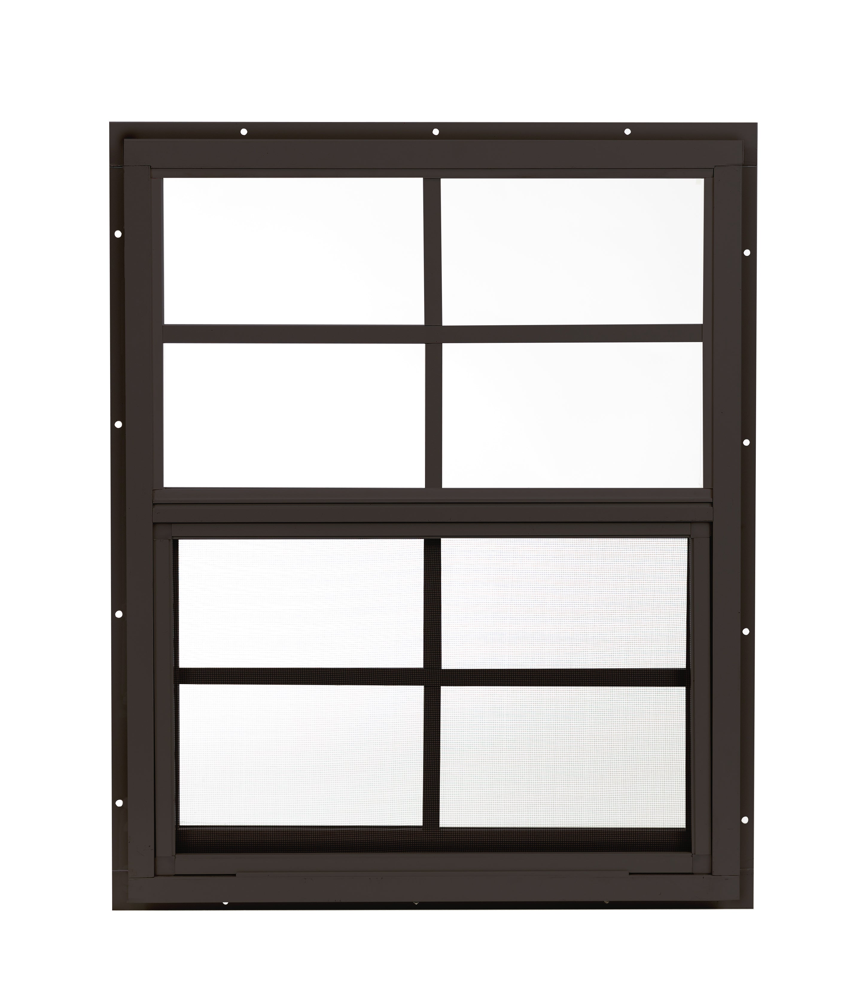 18" W x 23" H Single Hung J-Lap Mount Brown Window for Sheds, Playhouses, and MORE
