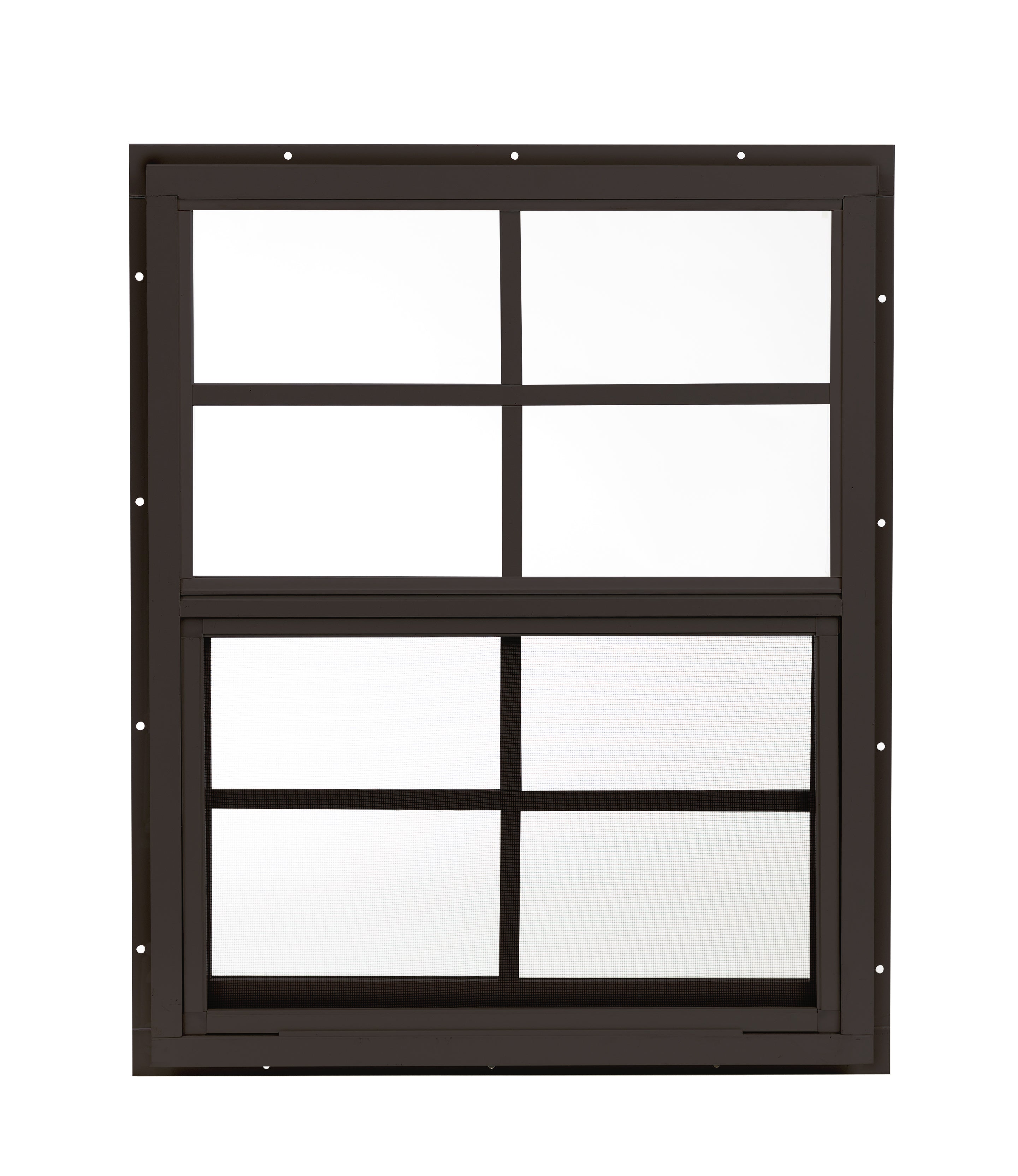 18" W x 23" H Single Hung J-Lap Mount Brown Window for Sheds, Playhouses, and MORE