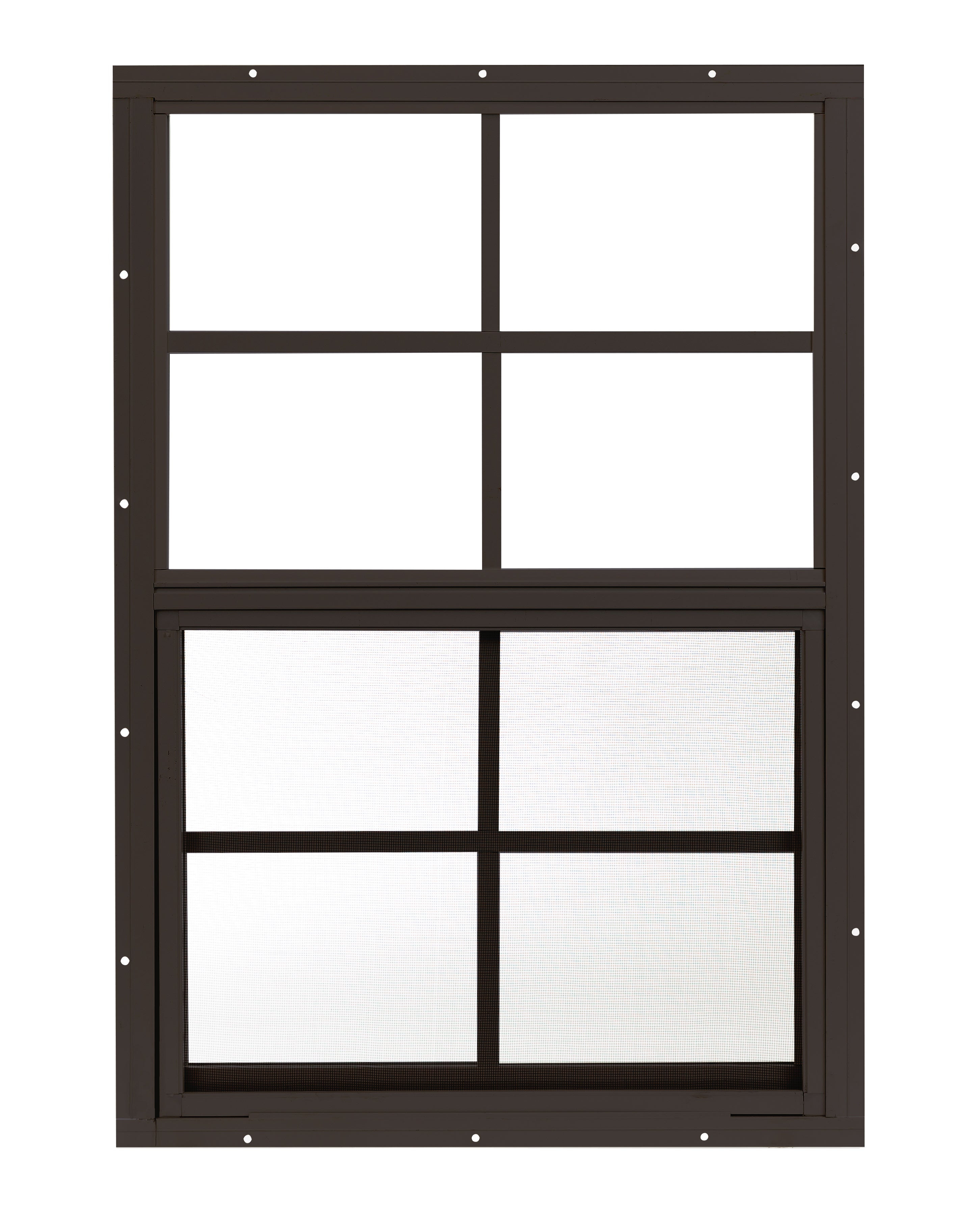 18" W x 27" H Single Hung Flush Mount Brown Window for Sheds, Playhouses, and MORE