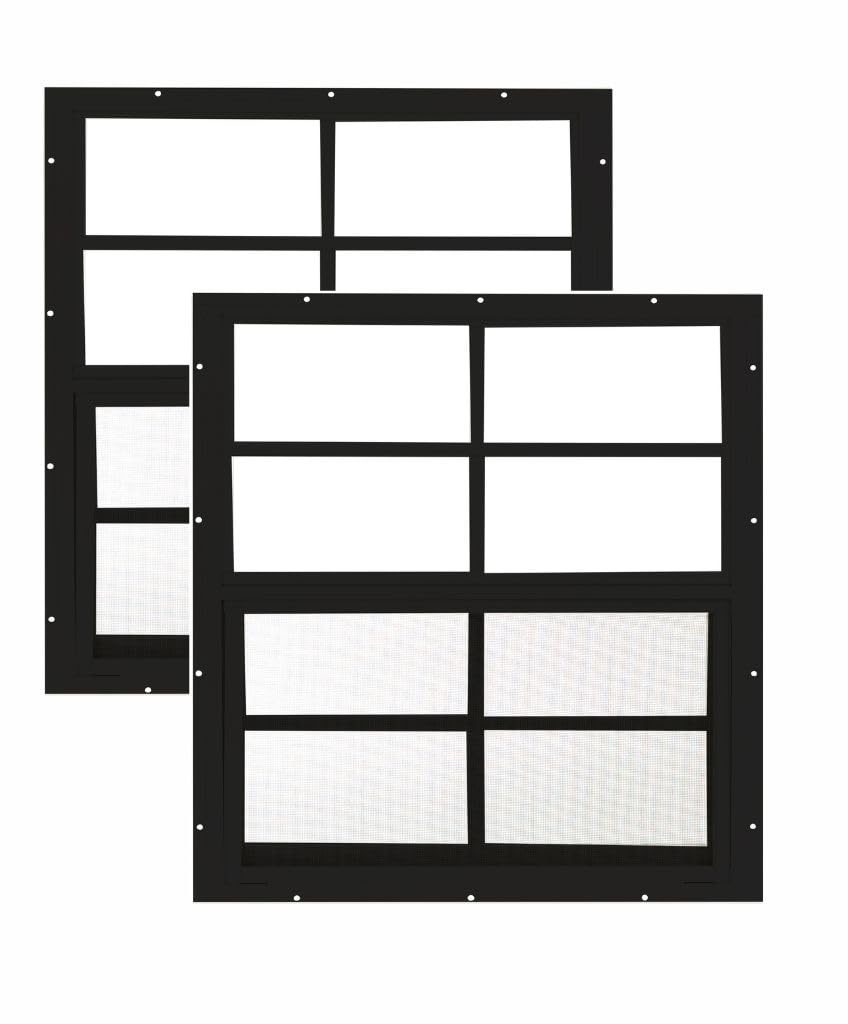 Apple Outdoor Supply 24x27 Shed Windows, Flush Mount Sliding Windows with Tempered Glass & Screens, 2-Pack