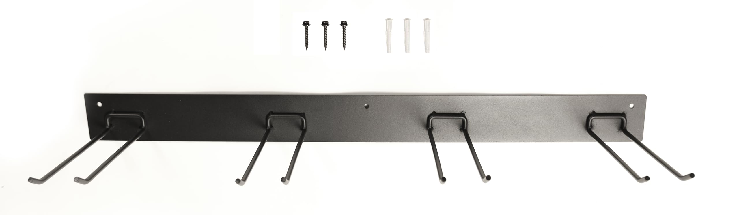 "Garden Tool Organizer Wall Mount with 4 9"" Hooks Black, Heavy Duty for Sheds, Garages, and Utility Rooms 1 PK (GTWH4BLK-BX1)"