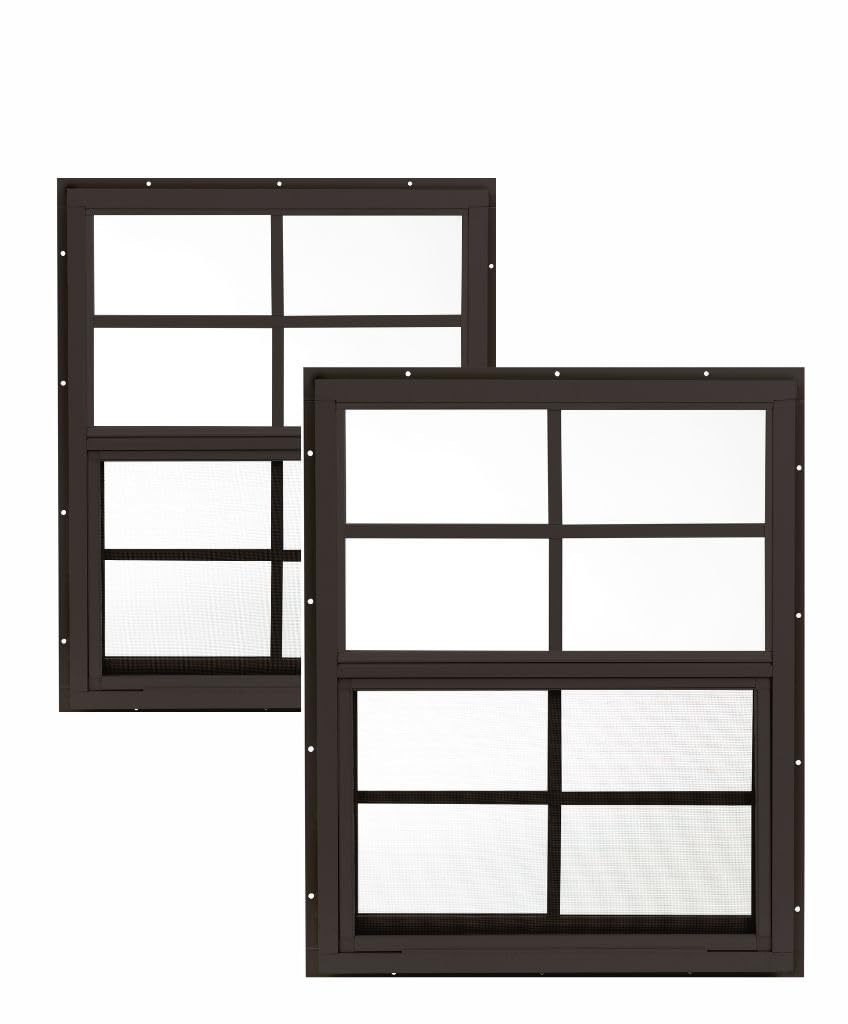 Apple Outdoor Supply 18x23 Shed Windows, J-Lap Sliding Windows with Tempered Glass & Screens, 2-Pack