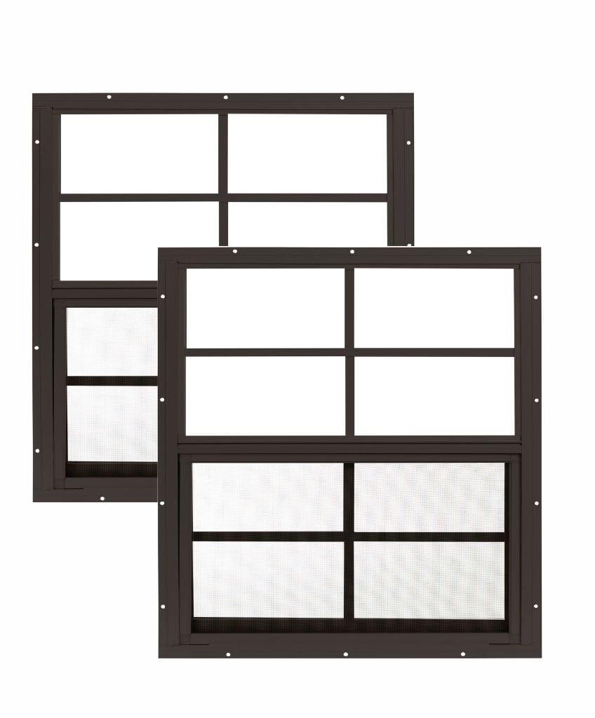 Apple Outdoor Supply 24x27 Shed Windows, Flush Mount Sliding Windows with Tempered Glass & Screens, 2-Pack