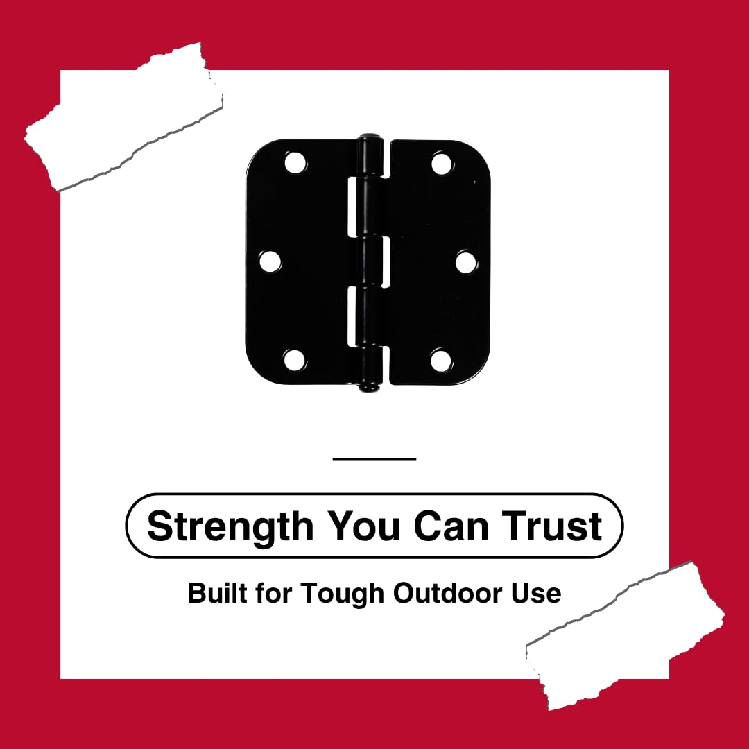 3-1/2" x 3-1/2" Rounded Butt Hinges, 18-Pack