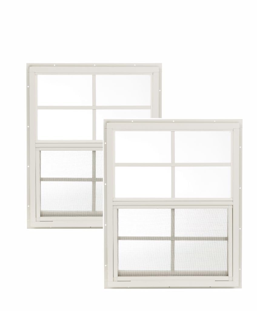 Apple Outdoor Supply 18x23 Shed Windows, J-Lap Sliding Windows with Tempered Glass & Screens, 2-Pack