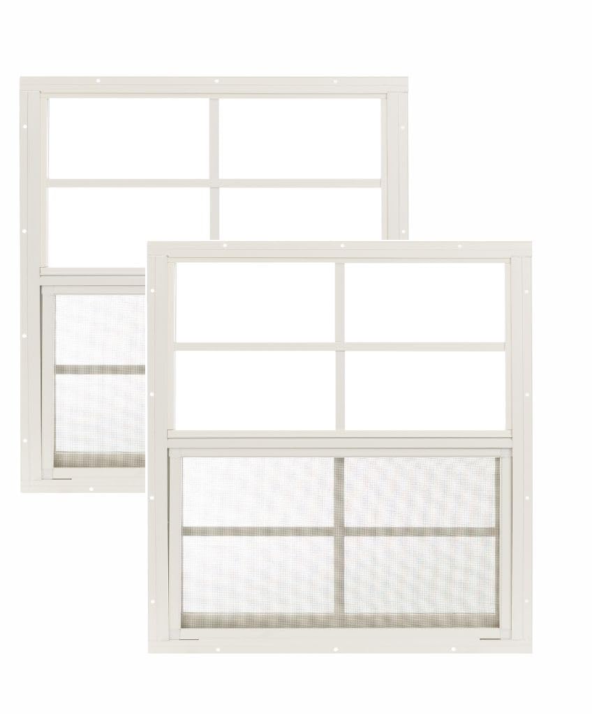 Apple Outdoor Supply 24x27 Shed Windows, Flush Mount Sliding Windows with Tempered Glass & Screens, 2-Pack