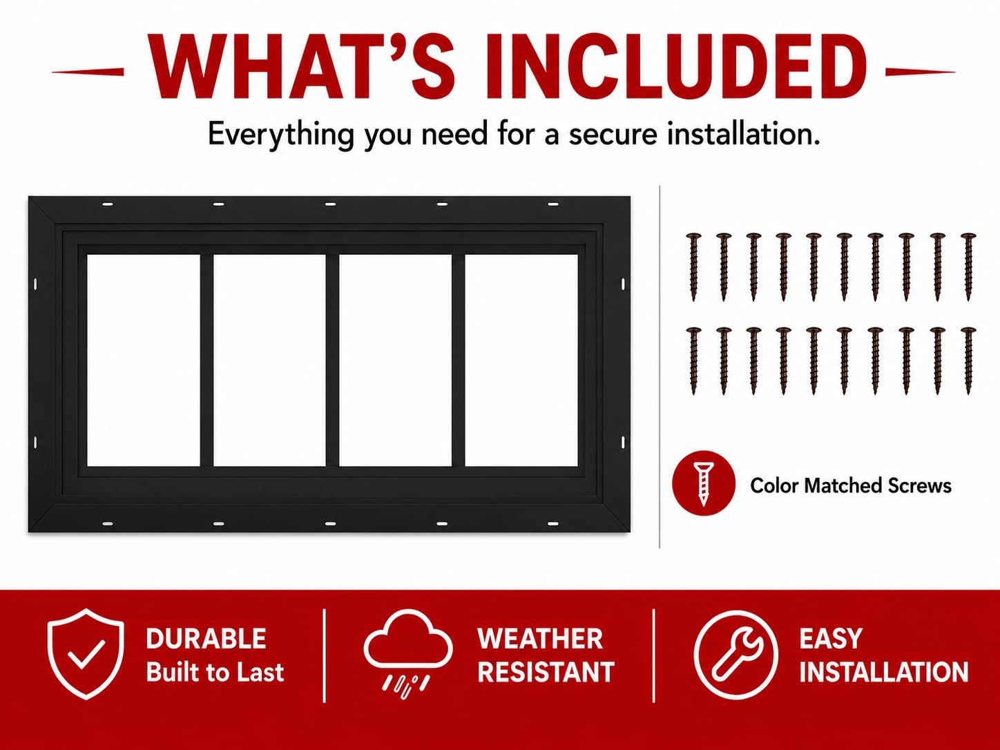 10" x 23"-24" Transom Window, Fixed J-Lap Vinyl