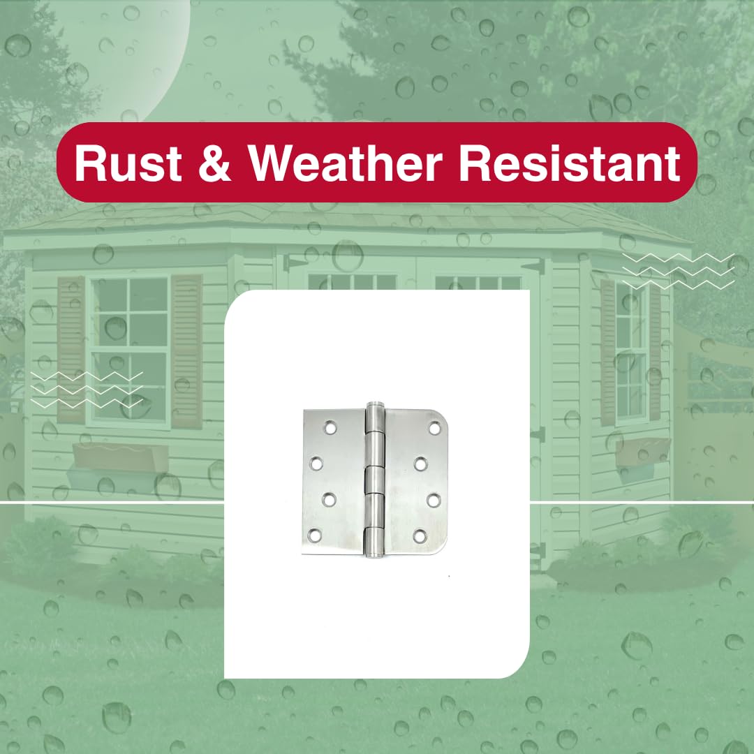 4" x 4" Stainless Steel Rounded Butt Hinges, 6-Pack